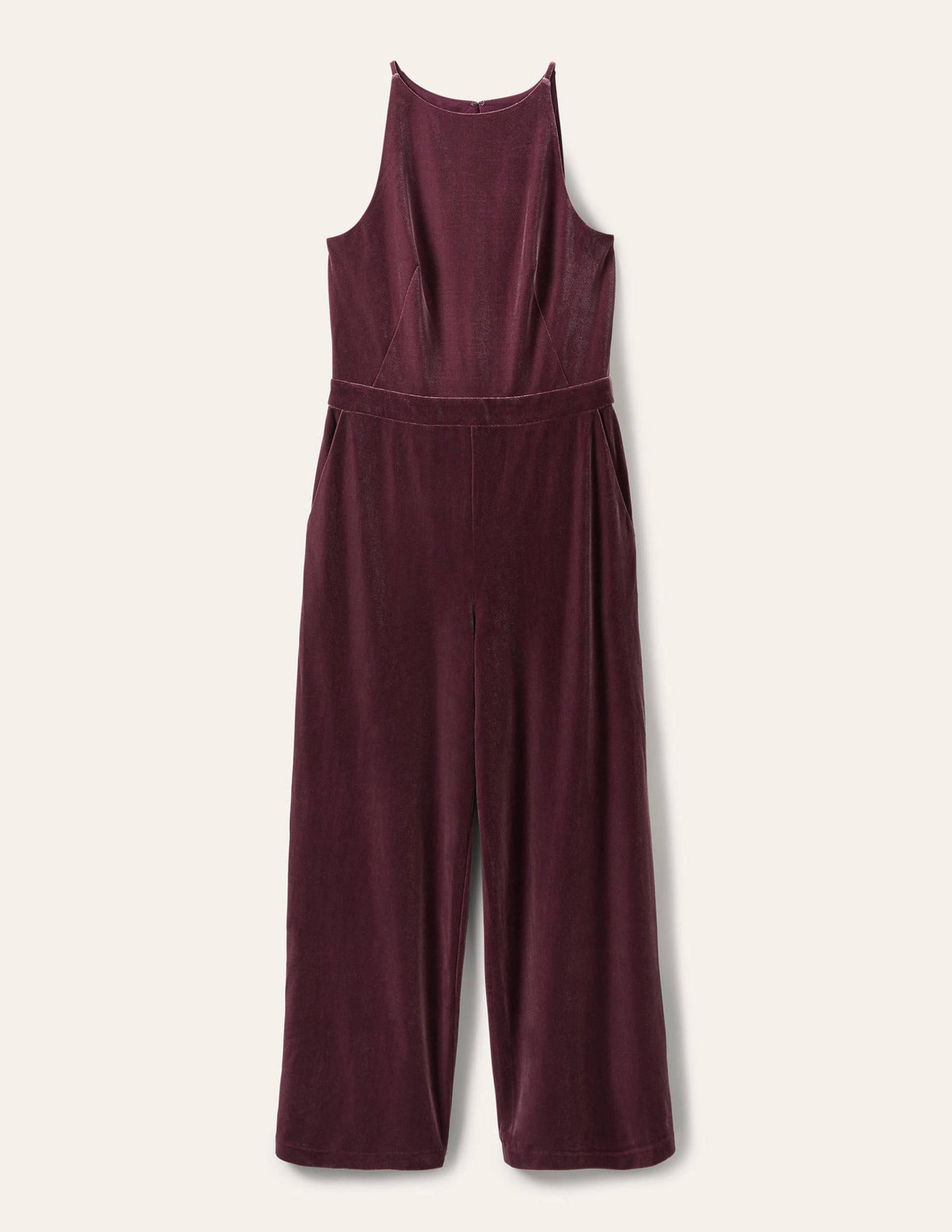 Neckholder-Jumpsuit aus Samt-Dunkelviolett - Image 5