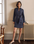 Kleid mit Reißverschluss vorne-Mittleres Vintageblau