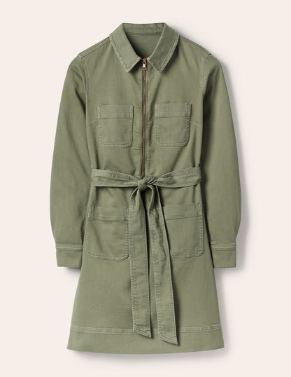 Kleid mit Reißverschluss vorne-Erlengrün