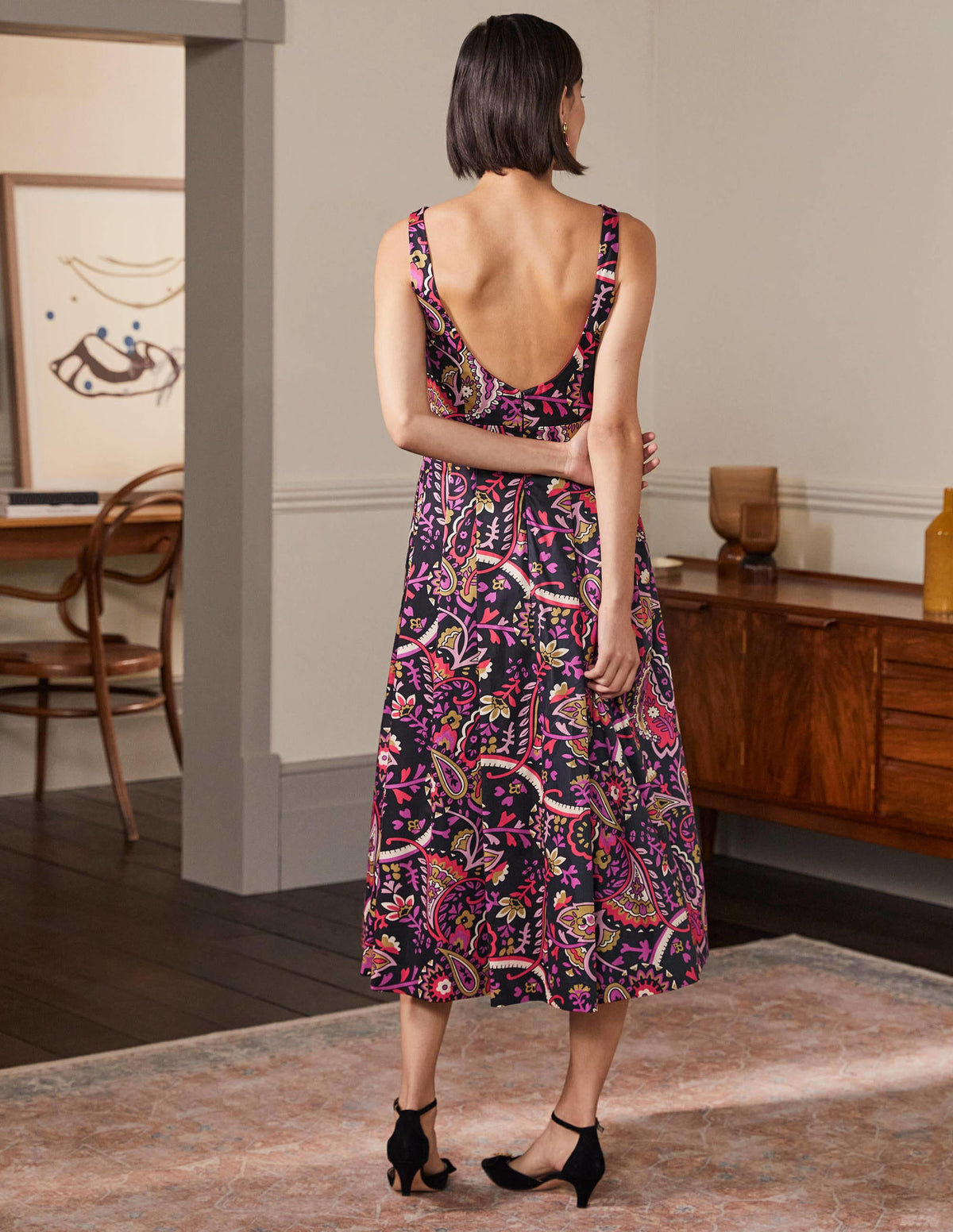 Scoop Back Fit and Flare Dress-Black,  Fantastical-3