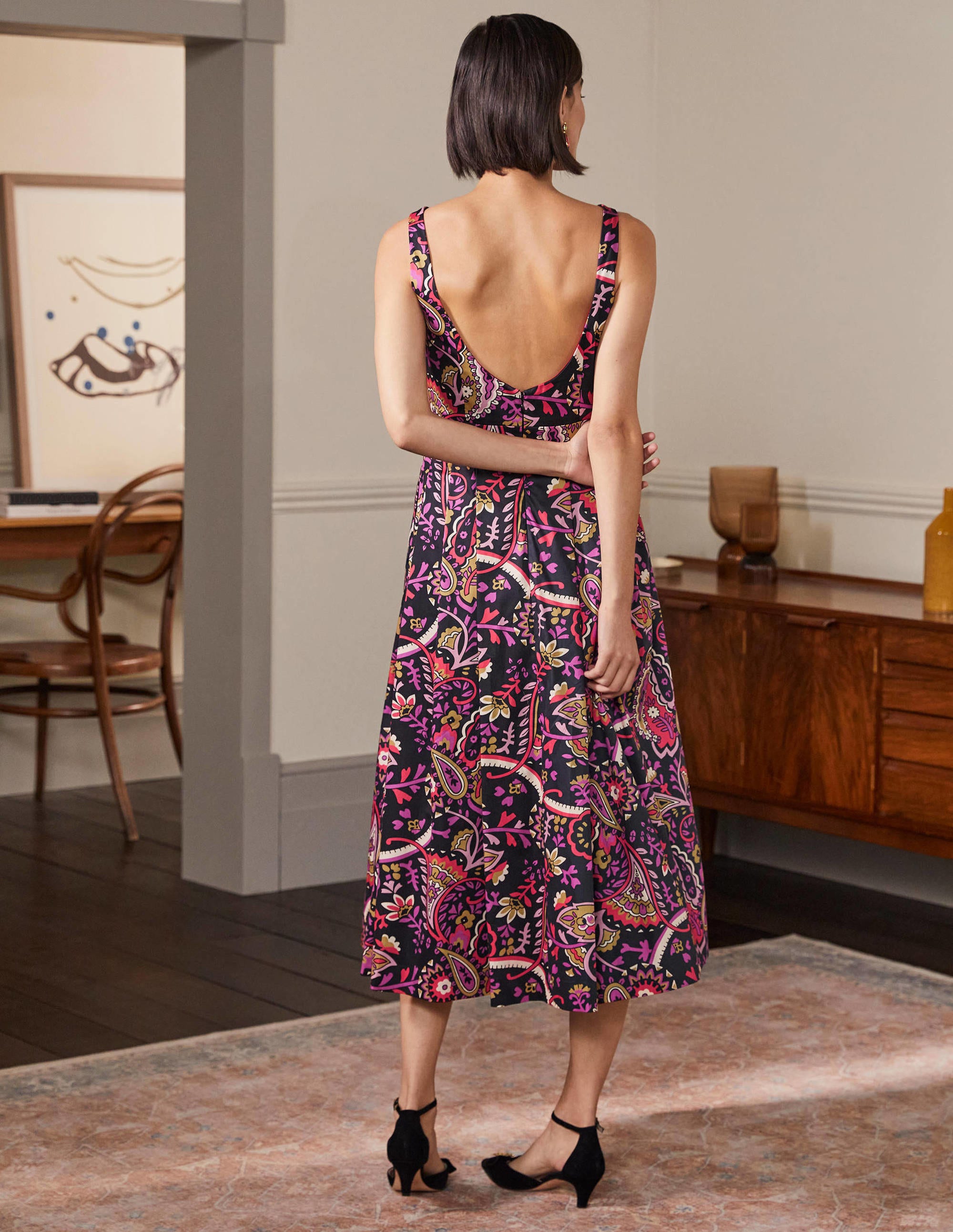Scoop Back Fit and Flare Dress-Black,  Fantastical - Image 3