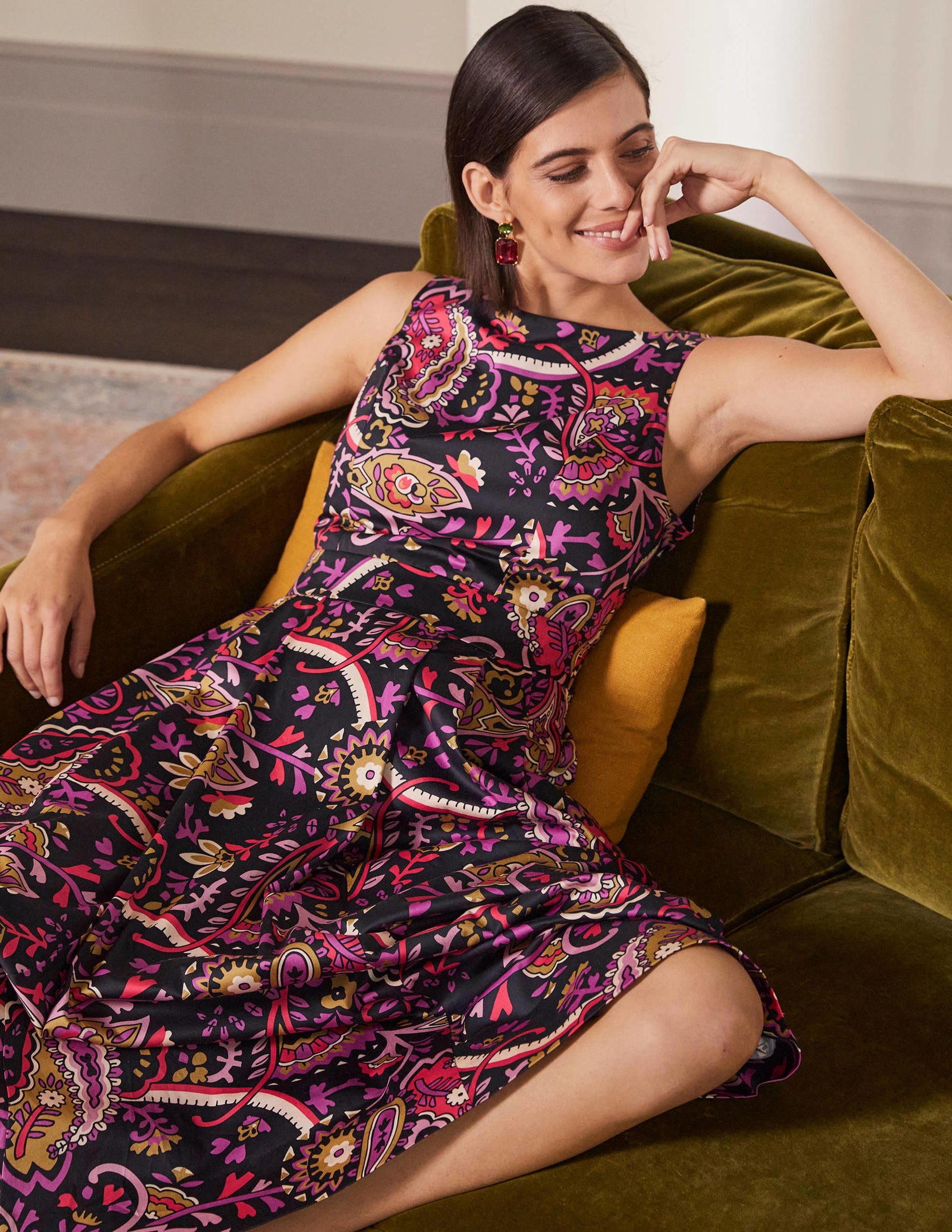 Scoop Back Fit and Flare Dress-Black,  Fantastical-4