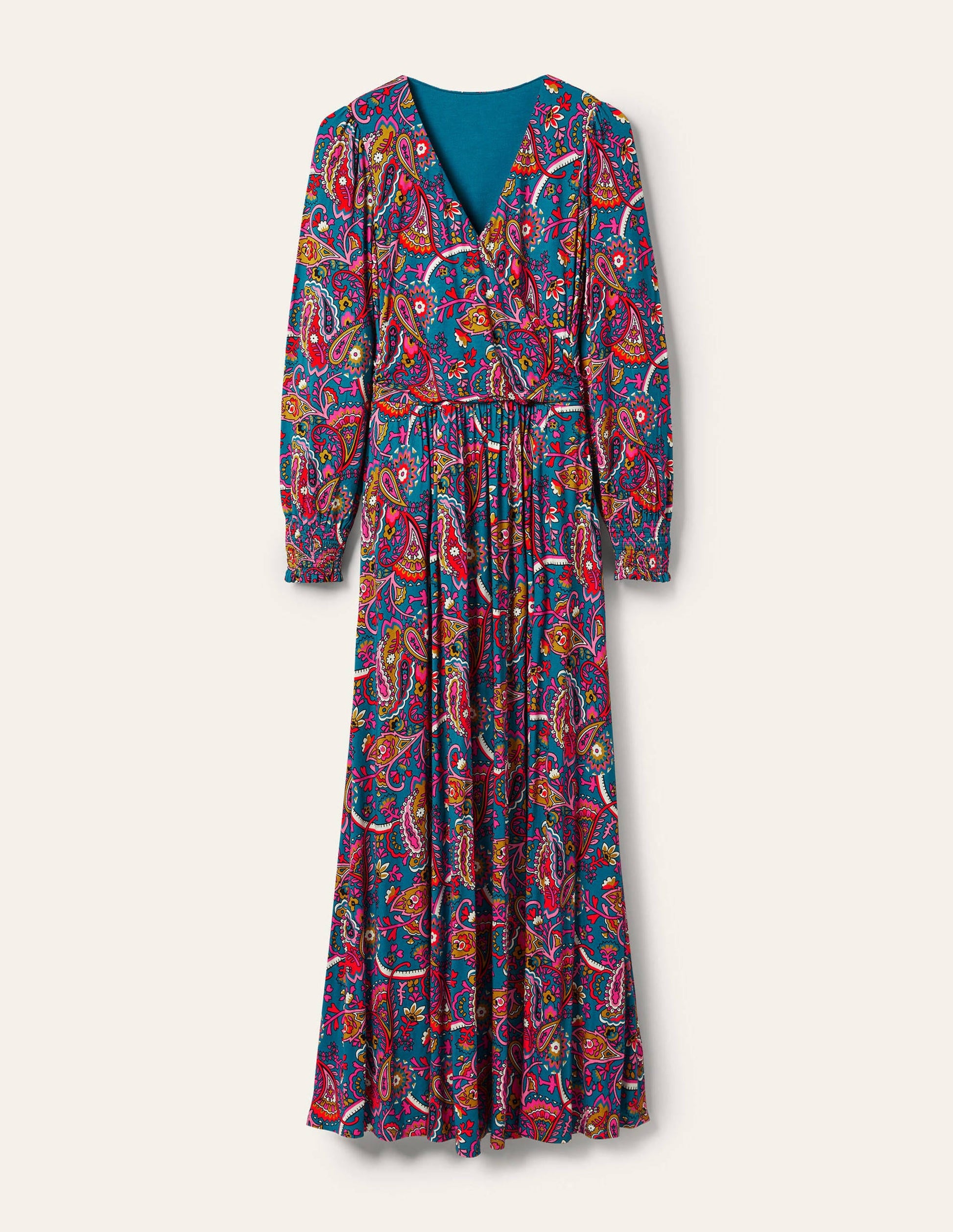 Maxi-Wickelkleid aus Jersey-Winterliches Azurblau, Fantasiemuster-6