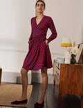 Jersey Wrap Dress-Party Pink, Geometric Tile
