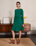 Ponte-Kleid mit Stufen-Waldgrün