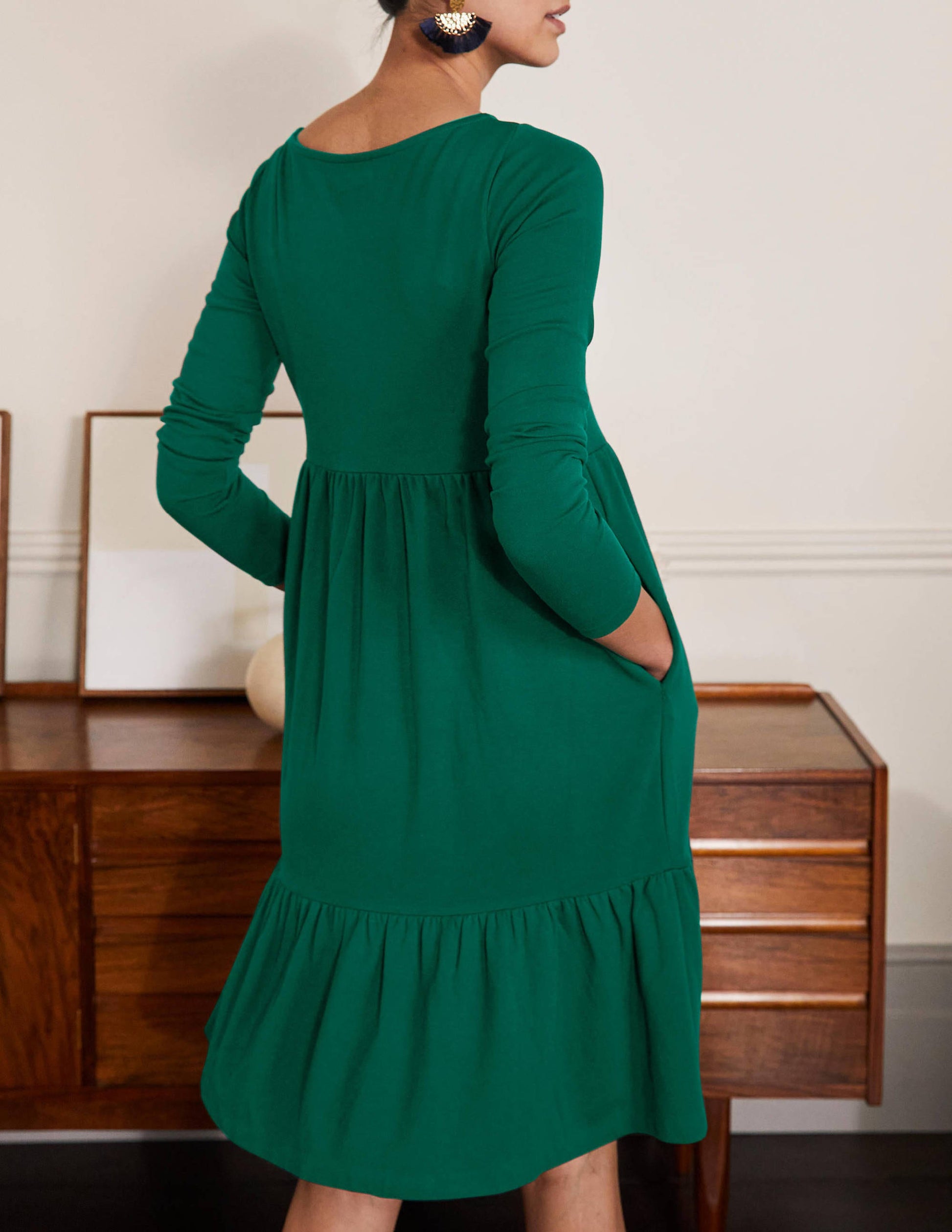 Ponte-Kleid mit Stufen-Waldgrün-3