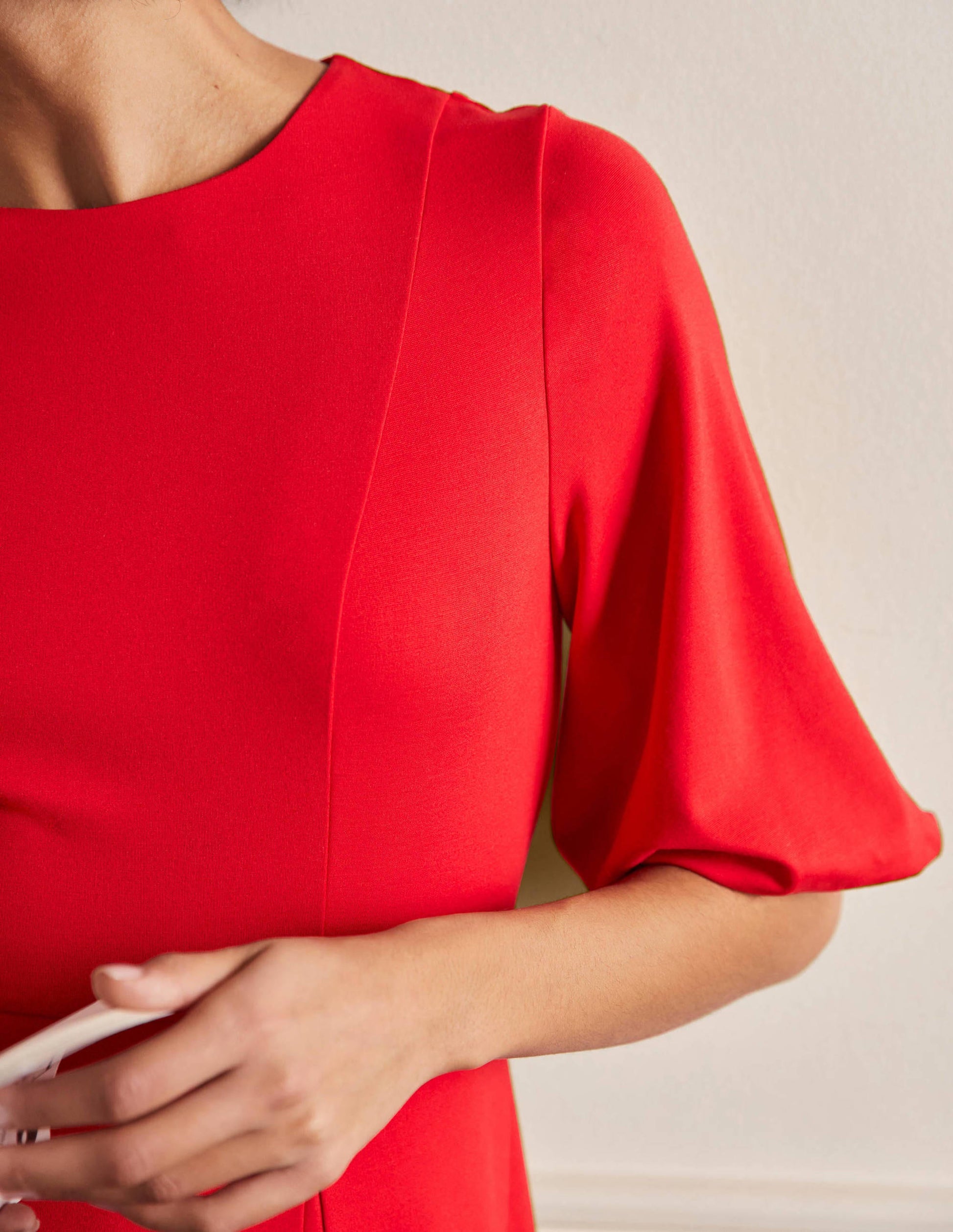 Ponte-Midikleid mit Tellerrock-Rot-2