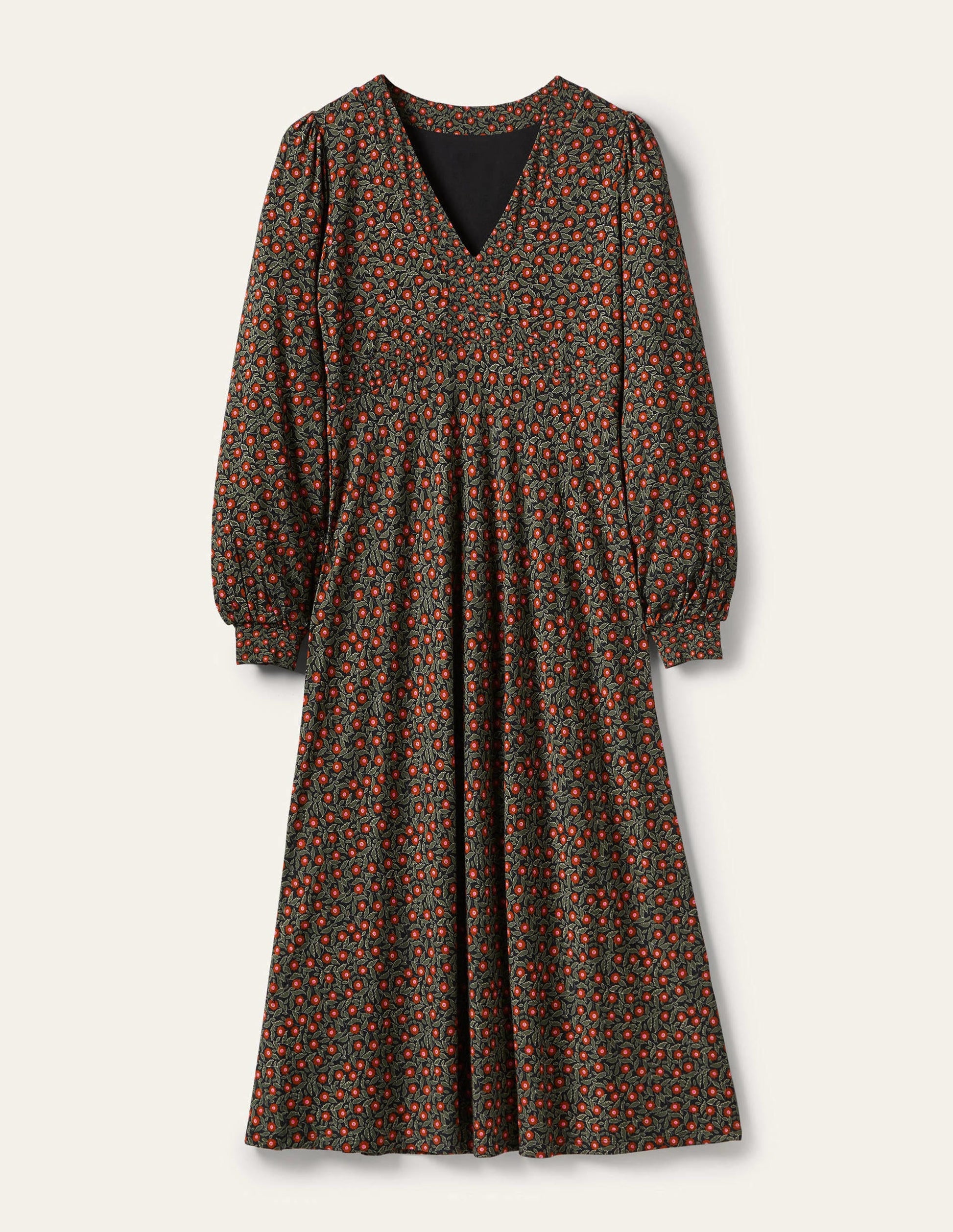 Empire Jersey Tea Dress-Marsh, Rambling Ditsy-5