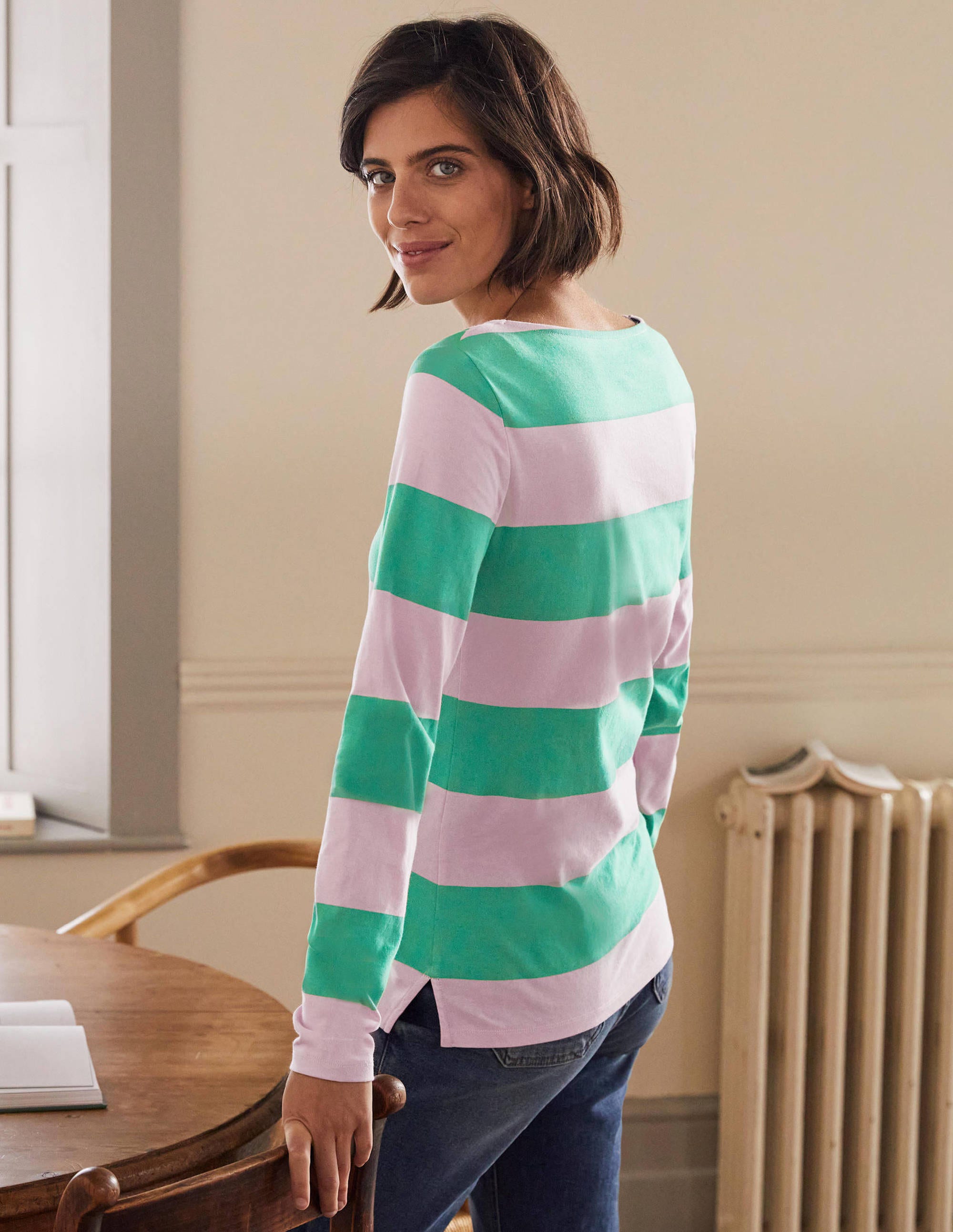 Langärmliges Bretonshirt-Zartes Rosa/Grün, Gestreift - Image 3