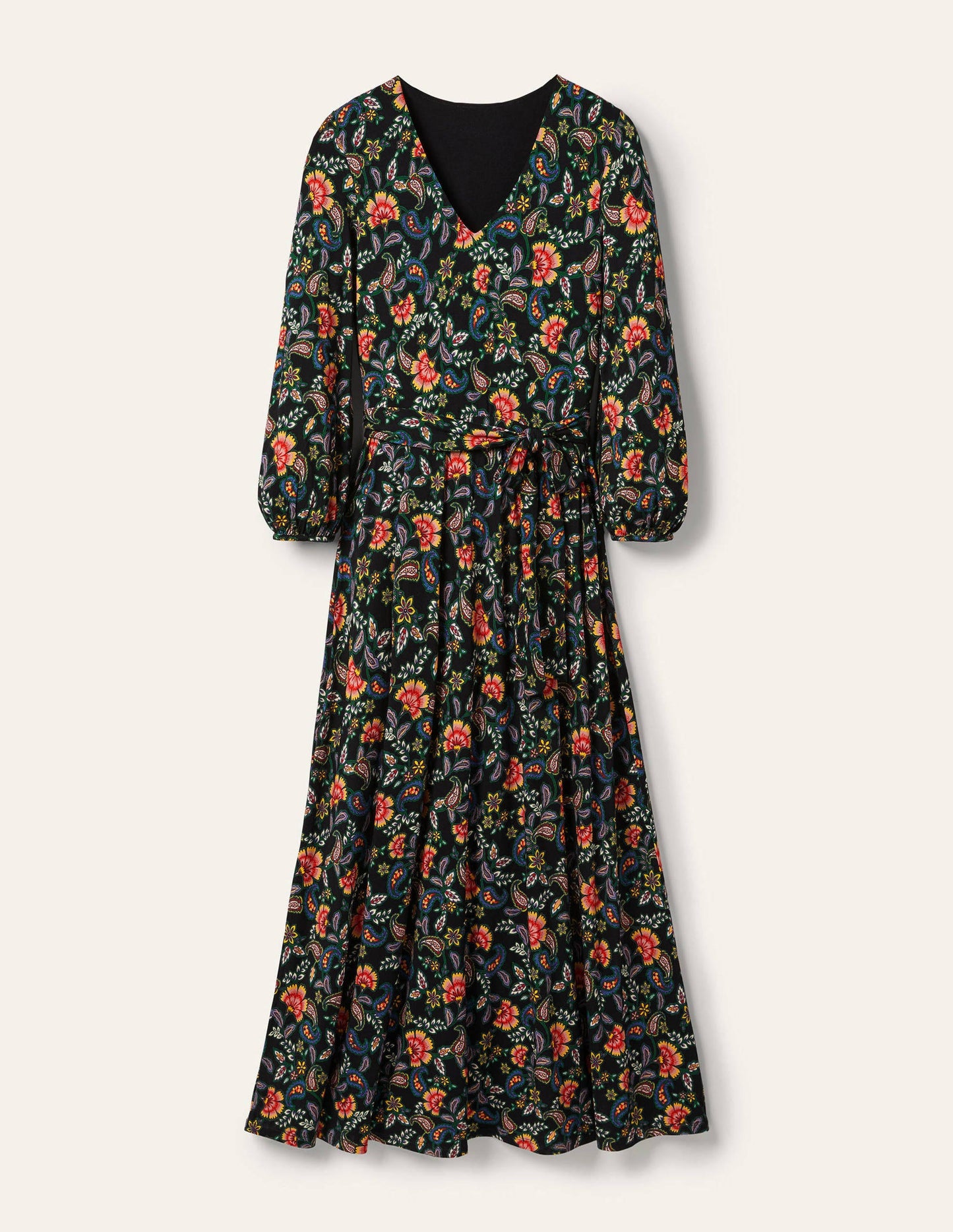 Jodie Jerseykleid-Schwarz, Exotisches Blumenmuster