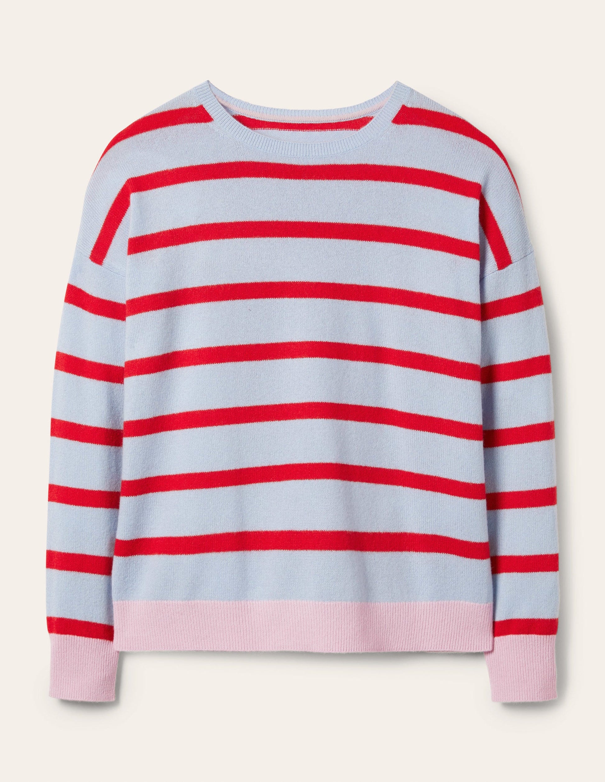 Gestreifter Kaschmirpullover-Helles Lapisblau, Gestreift-7