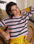 Pull Chatham rayé en cachemire-Rayé rose morganite