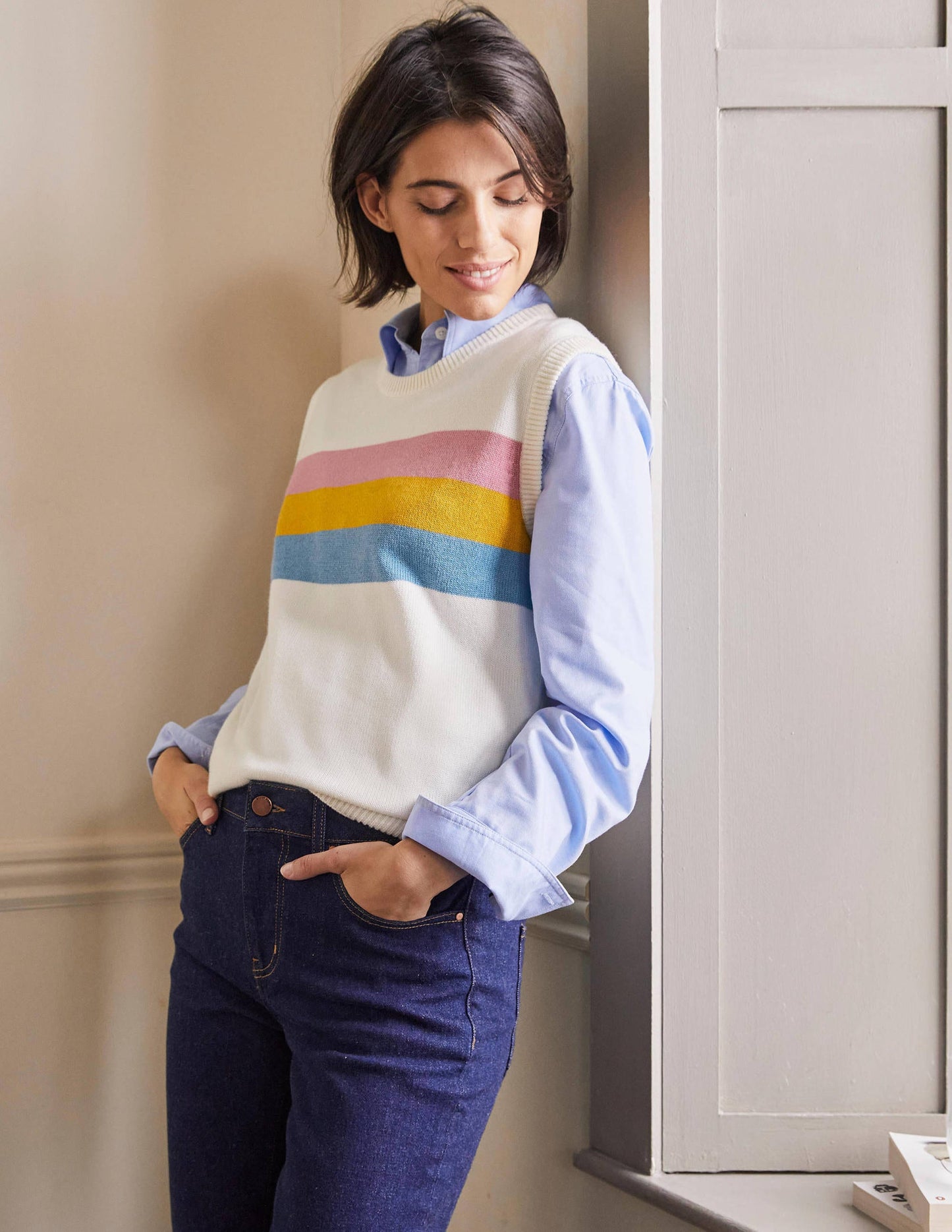 Harriet Top-Naturweiß, Placement-Streifen