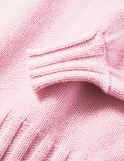 Grobstrickpullover aus Kaschmir-Rosa, Diamantenmuster-5