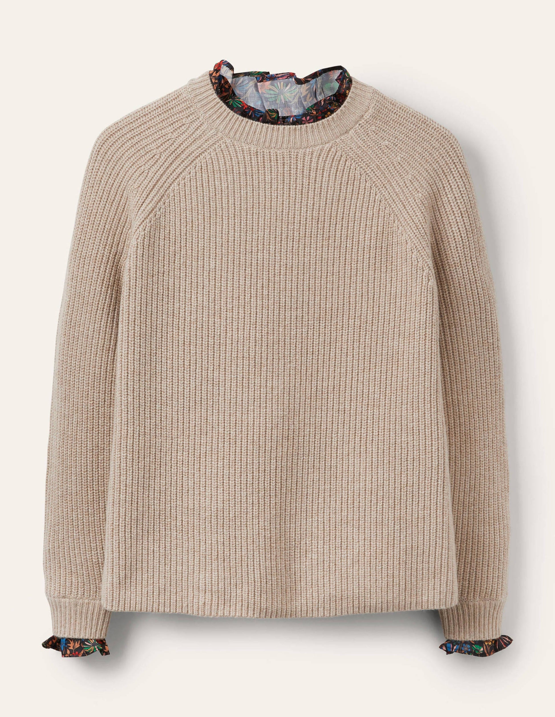 Lockerer Pullover aus einer Webmischung-Mausbraun Melange-5