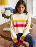 Pull Savannah en cachemire-Rubis, rayé citrine