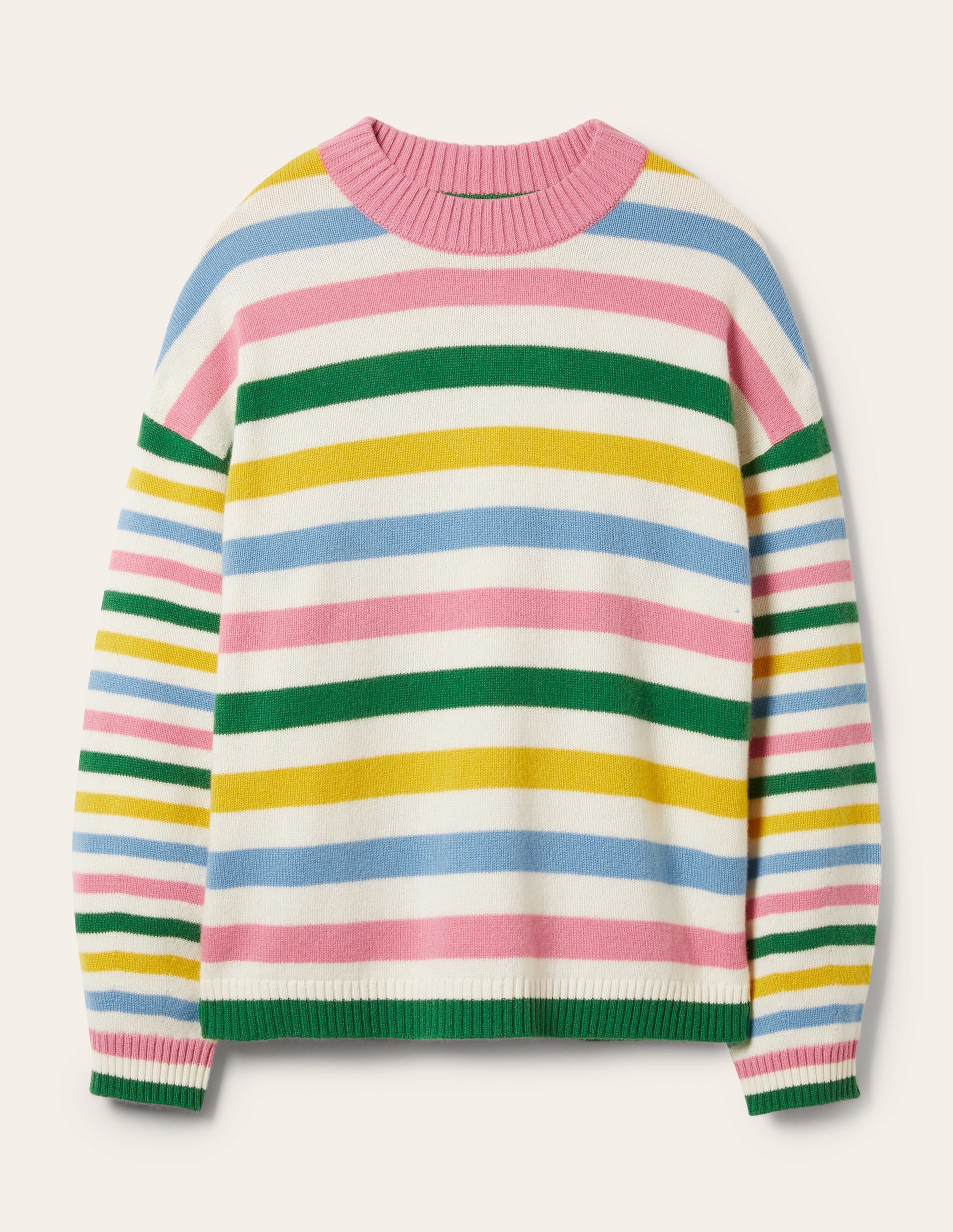 Savannah Cashmere Jumper-Morganite Pink Multi Stripe - Image 5