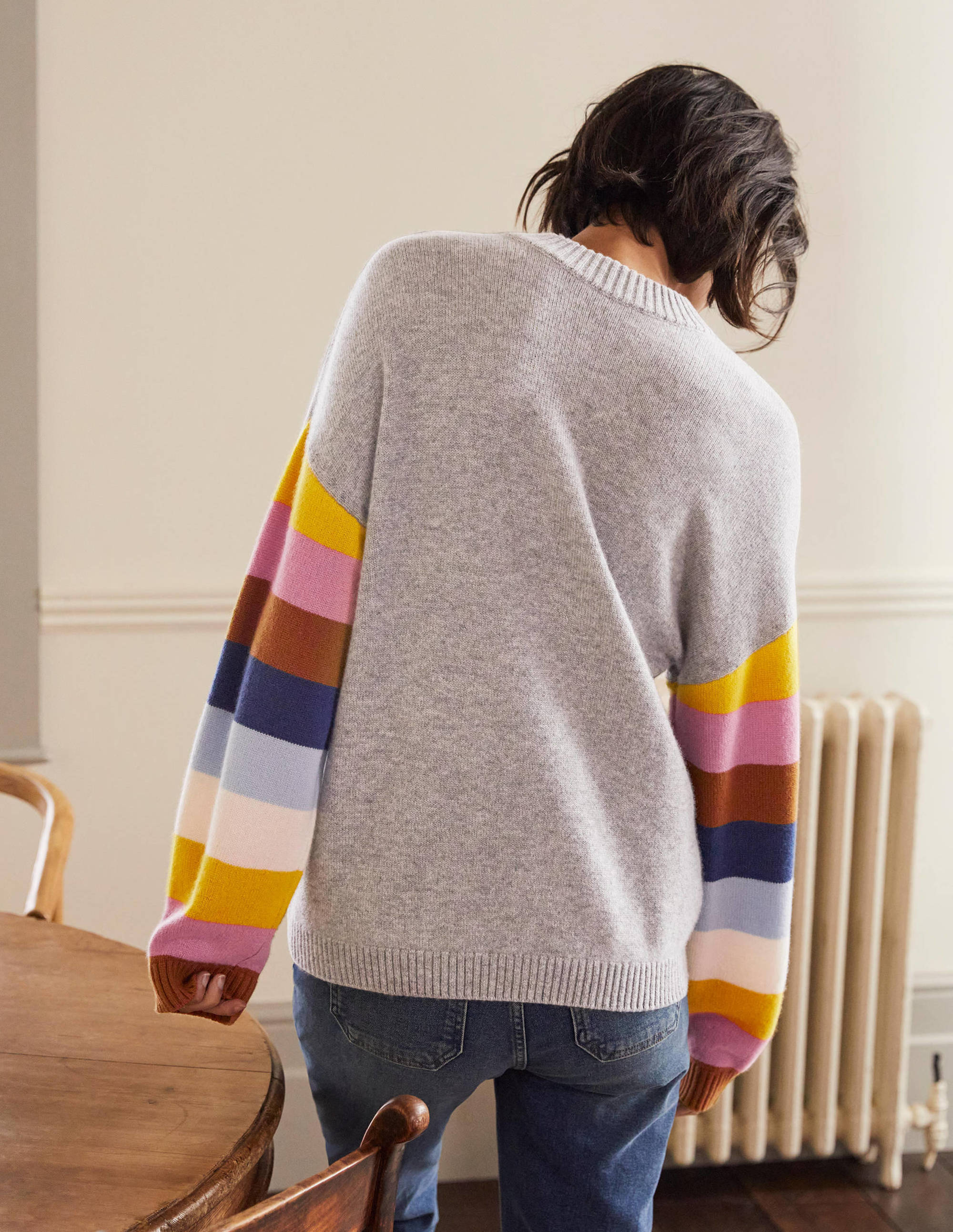Savannah Kaschmirpullover-Grau Melange, Bunt Gestreift - Image 3