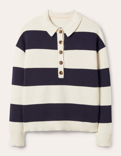 Gestreifter Rugby-Strickpullover-Naturweiß/Navy, Gestreift-5