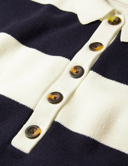 Gestreifter Rugby-Strickpullover-Naturweiß/Navy, Gestreift-6
