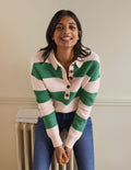 Pull rayé style rugby-Milkshake et vert irlandais
