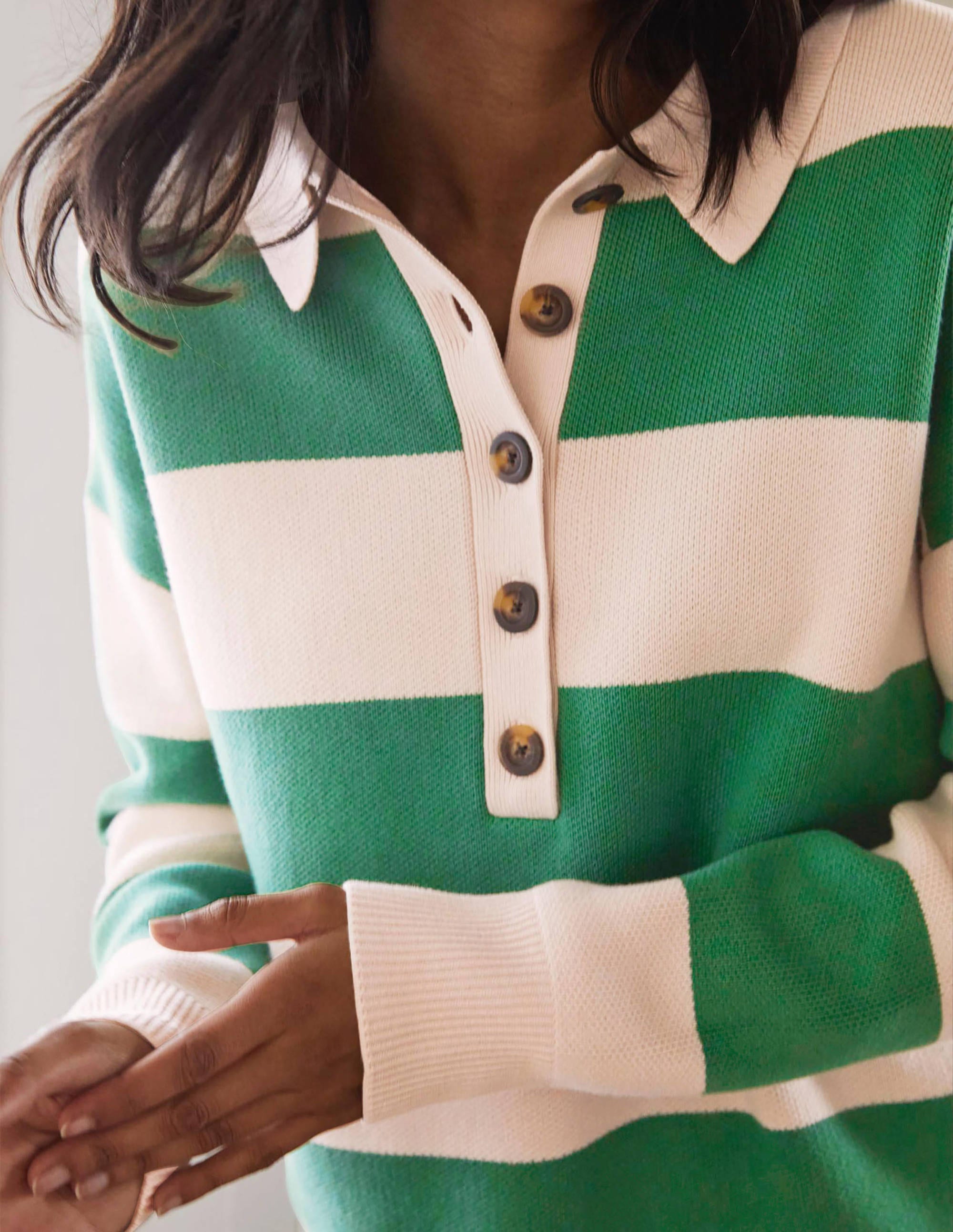 Pull rayé style rugby-Milkshake et vert irlandais - Image 2