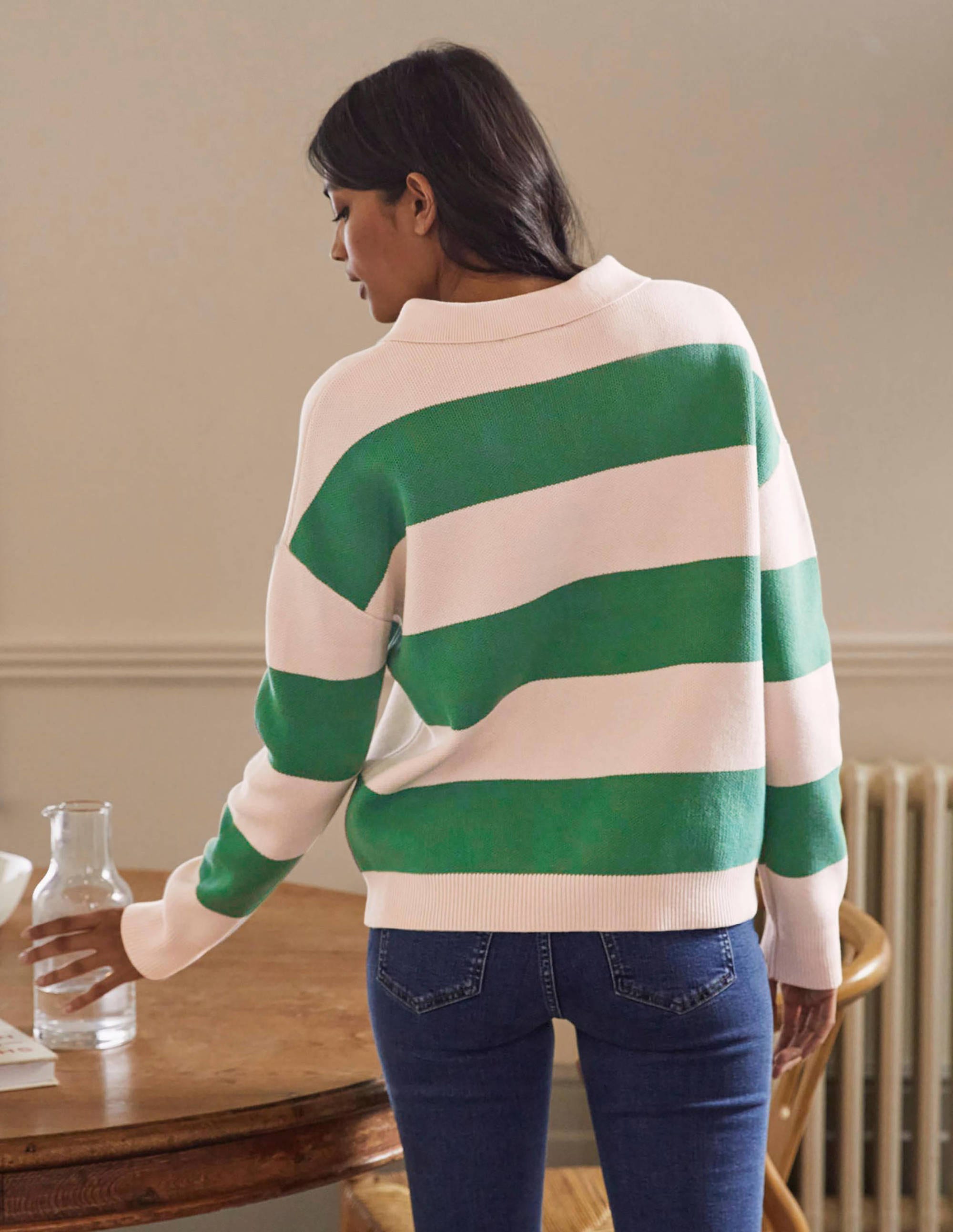 Pull rayé style rugby-Milkshake et vert irlandais - Image 3