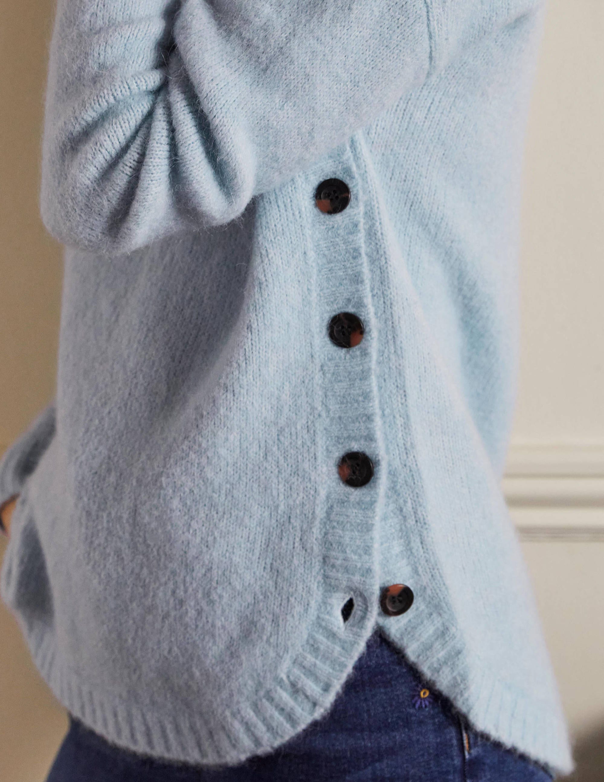 Pull duveteux avec boutons sur les côtés-Vert écume - Image 2