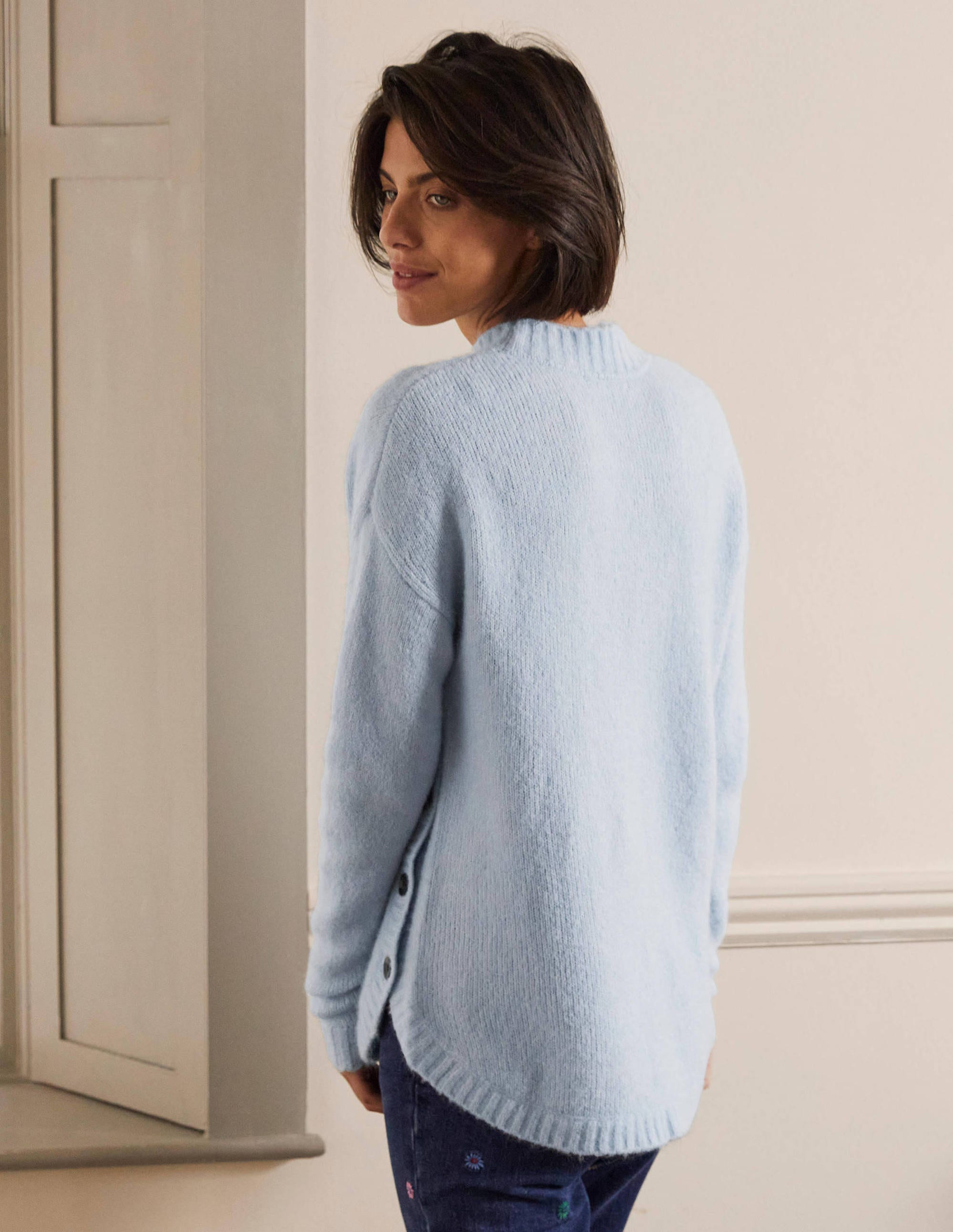 Pull duveteux avec boutons sur les côtés-Vert écume - Image 3