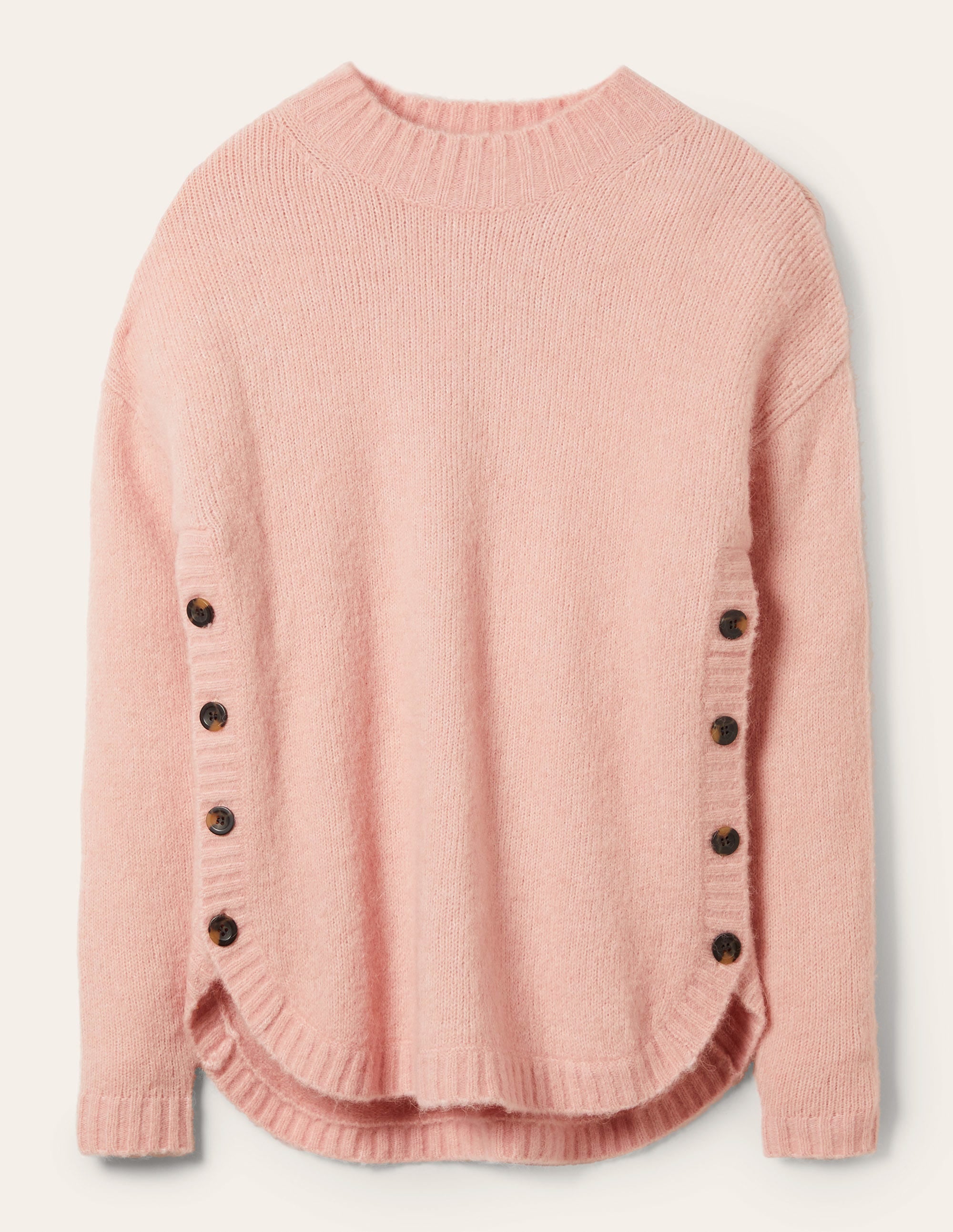 Flauschiger Pullover mit seitlichem Knopf-Milchshake - Image 5