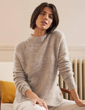 Fluffy Side Button Jumper-Mink Melange