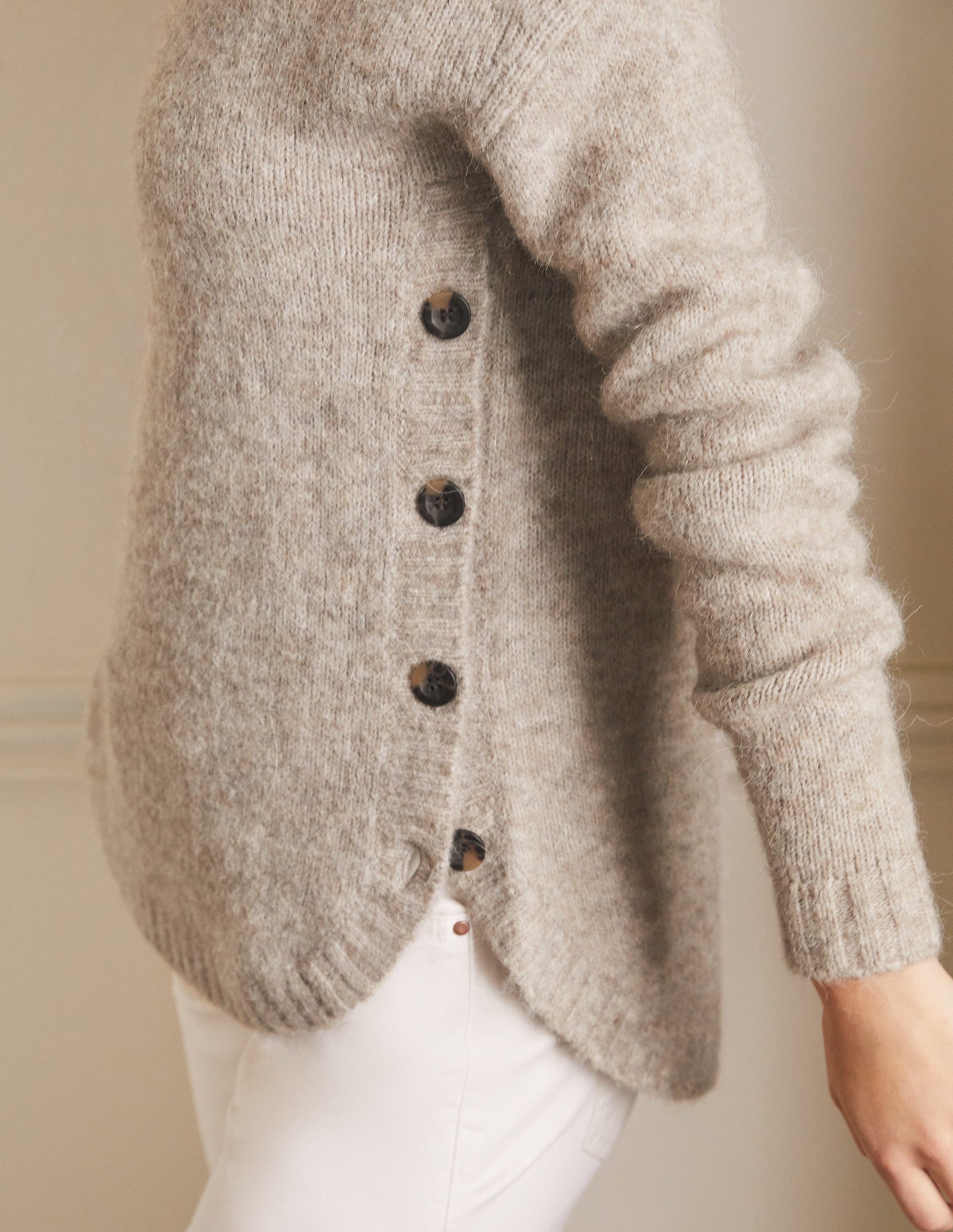Fluffy Side Button Jumper-Mink Melange-2