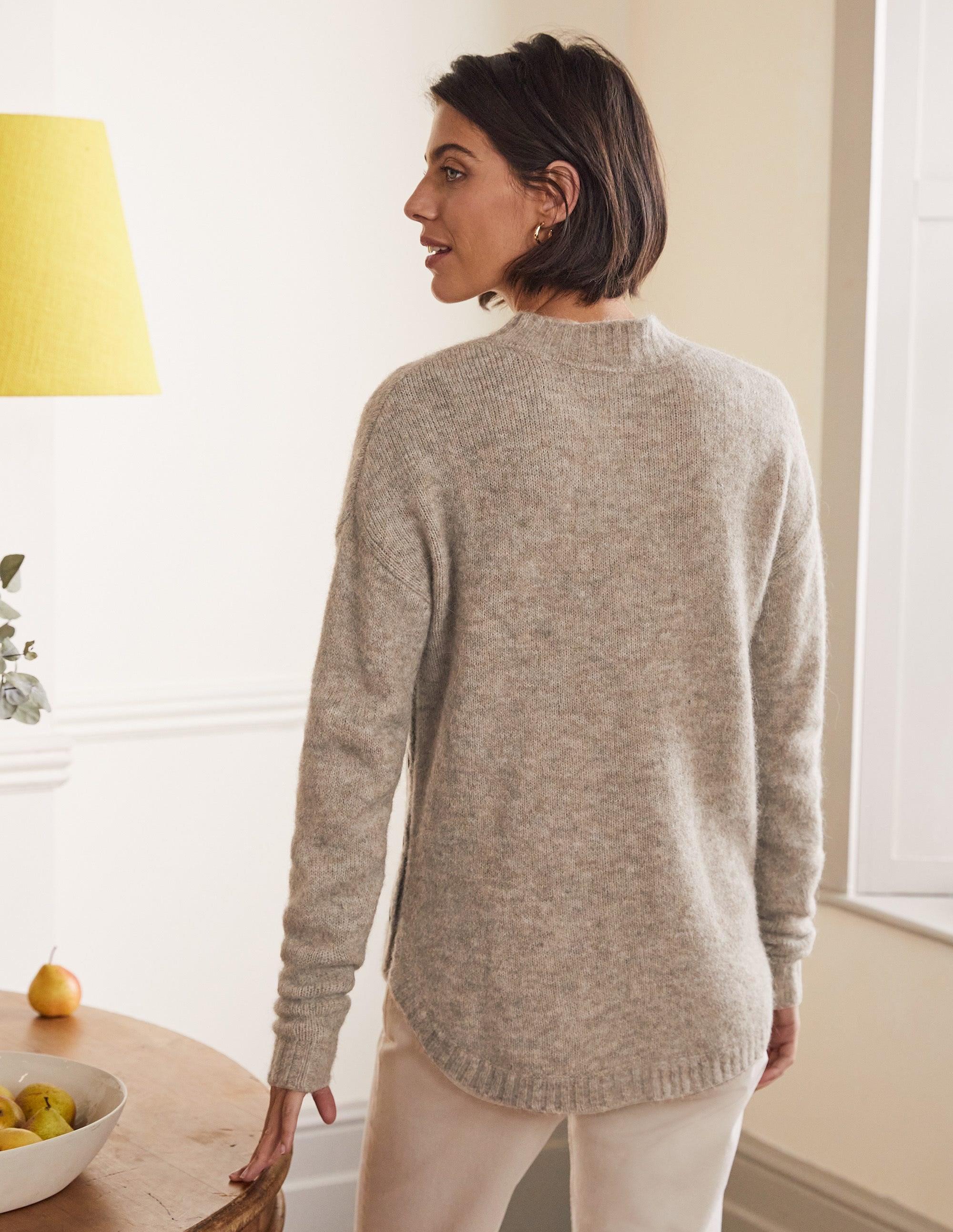 Fluffy Side Button Jumper-Mink Melange - Image 3