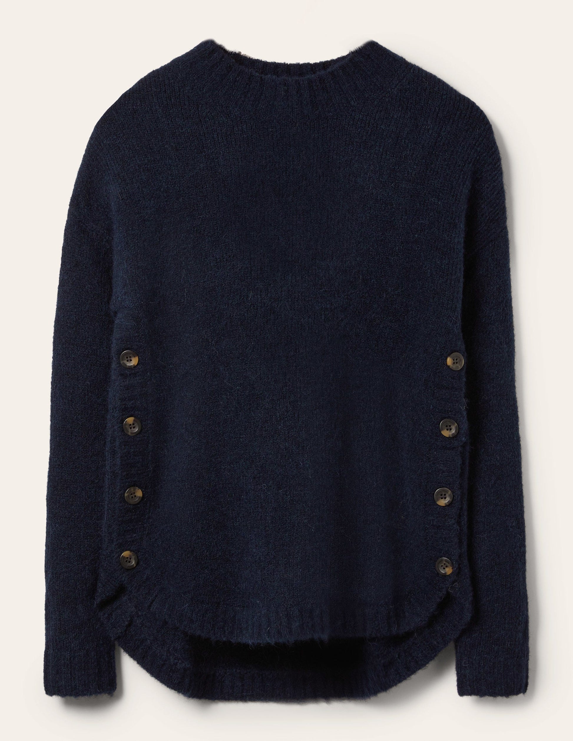 Flauschiger Pullover mit seitlichem Knopf-Marineblau-5