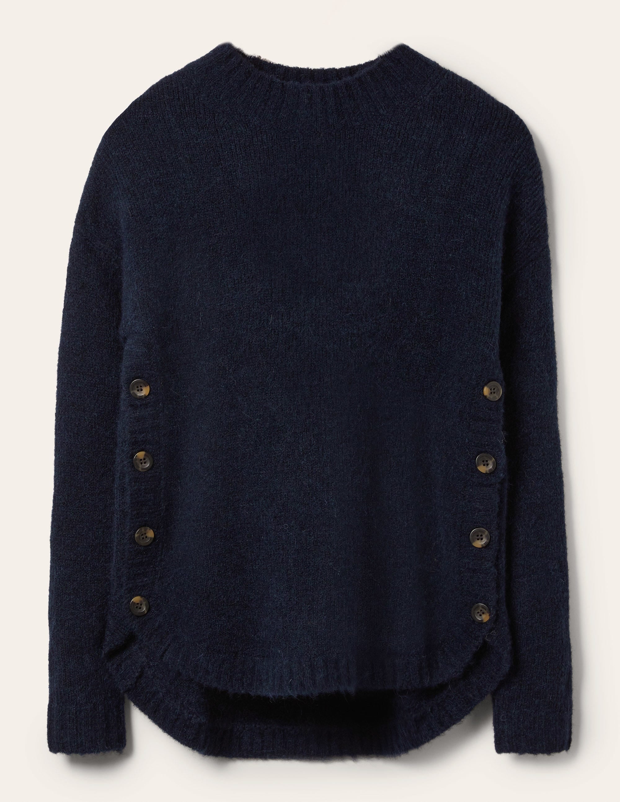 Flauschiger Pullover mit seitlichem Knopf-Marineblau - Image 5