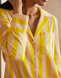 Janie Longline Pyjama Shirt-Milkshake and Wasp Stripe