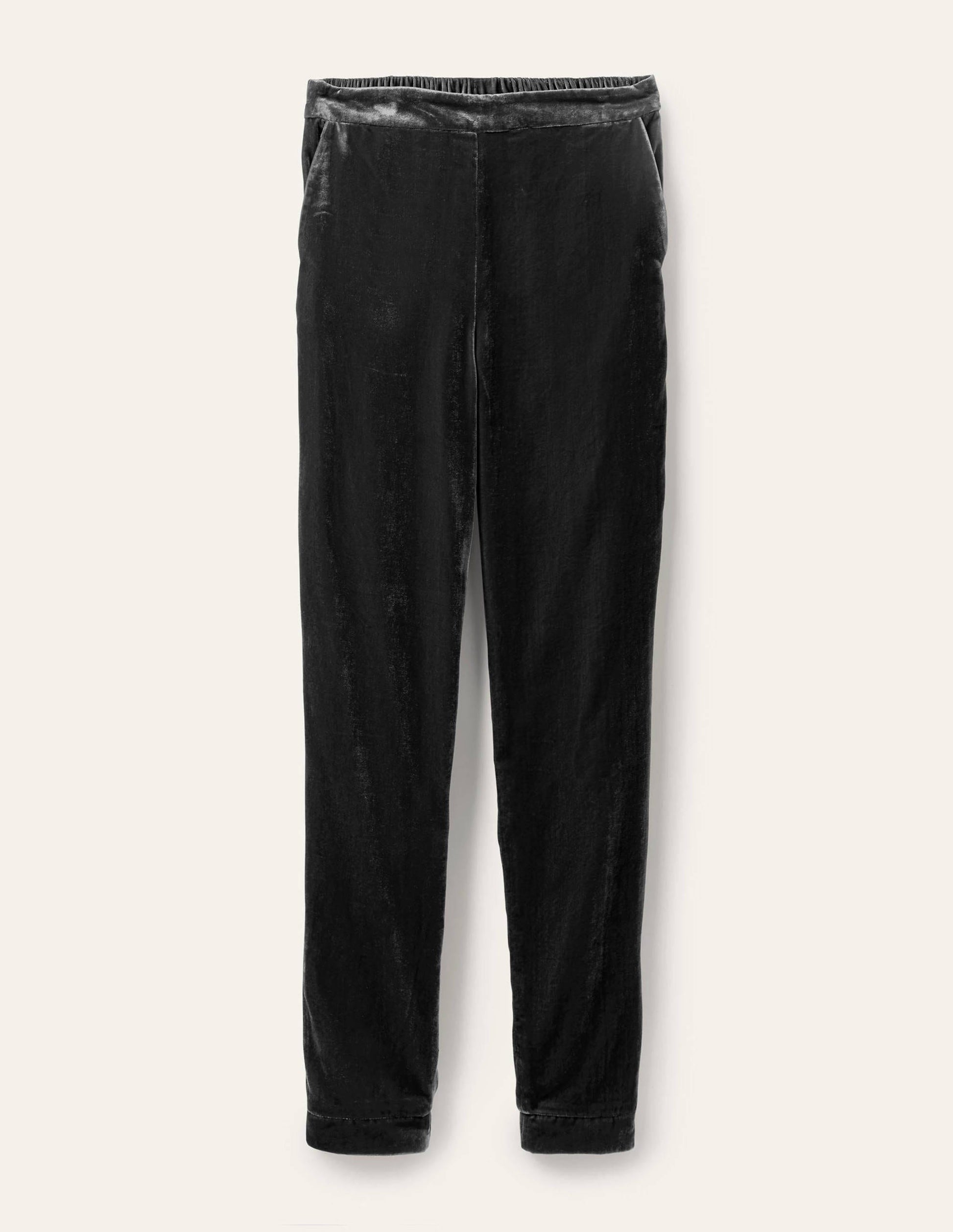 Samthose mit Bündchen-Schwarz-6