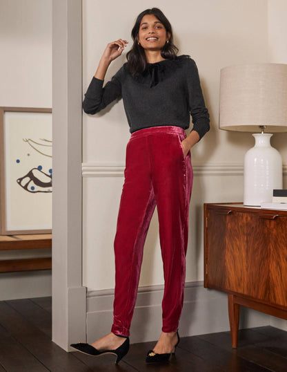Samthose mit Bündchen-Bommel