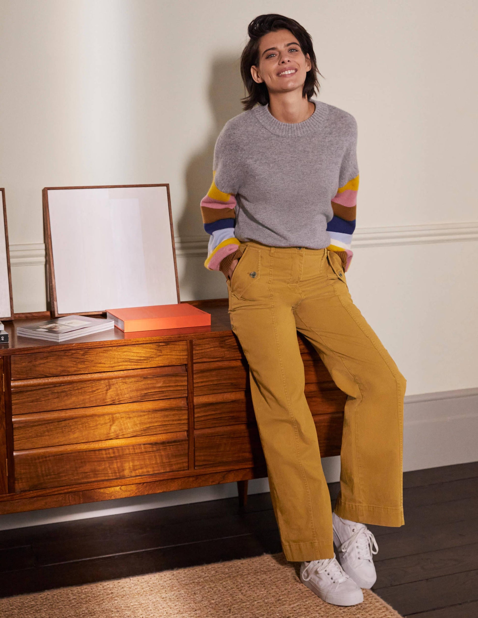 Pantalon chino large-Encens-1