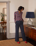 Pantalon chino large-Bleu marine