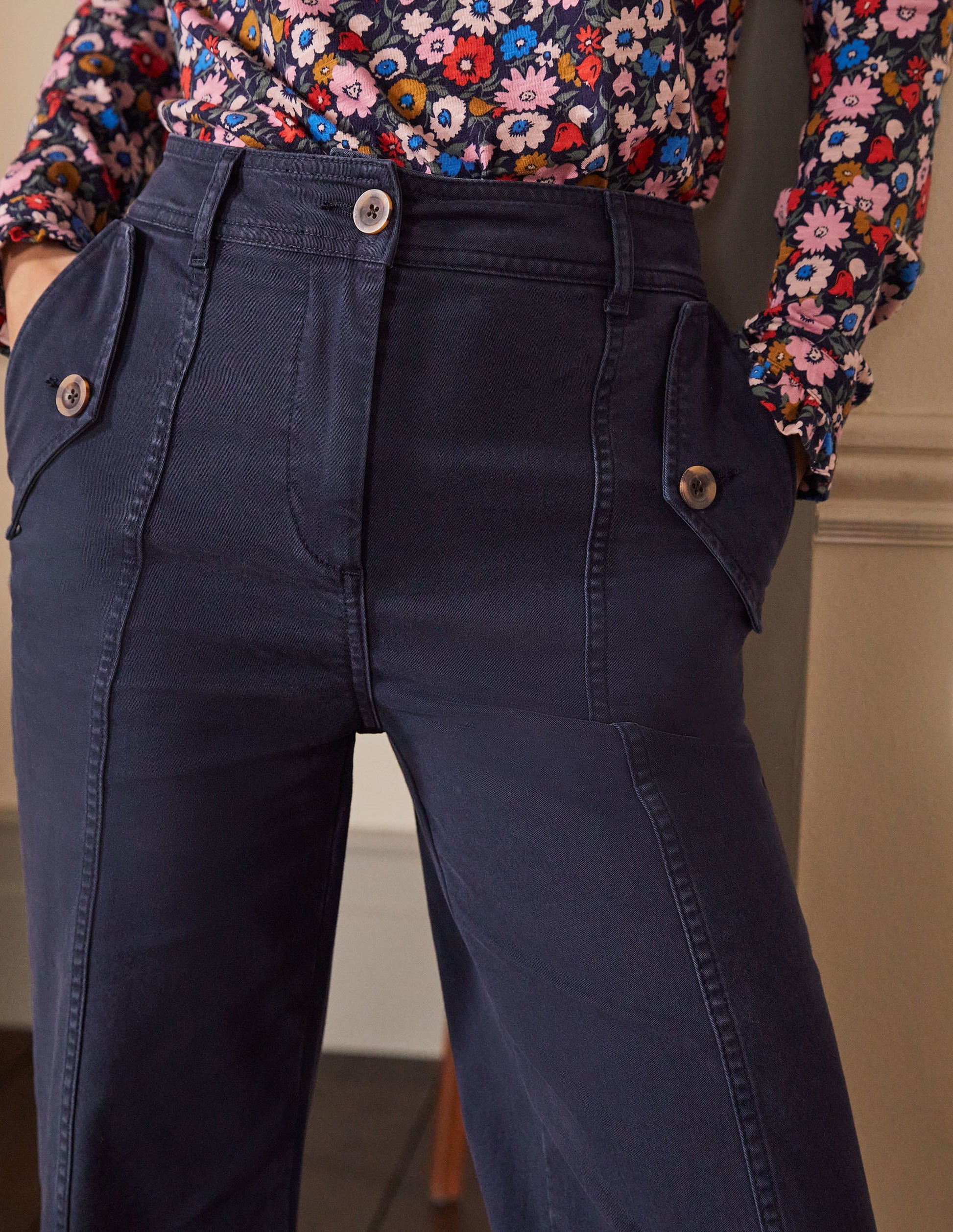 Pantalon chino large-Bleu marine-2