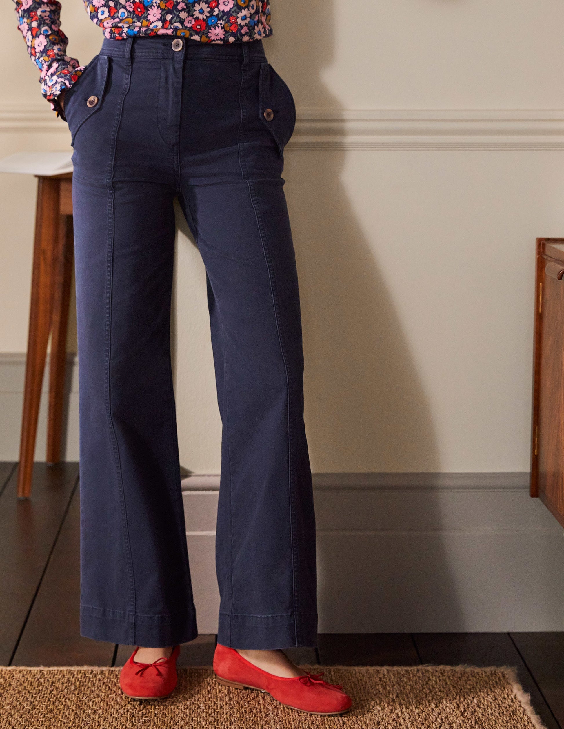 Pantalon chino large-Bleu marine-4