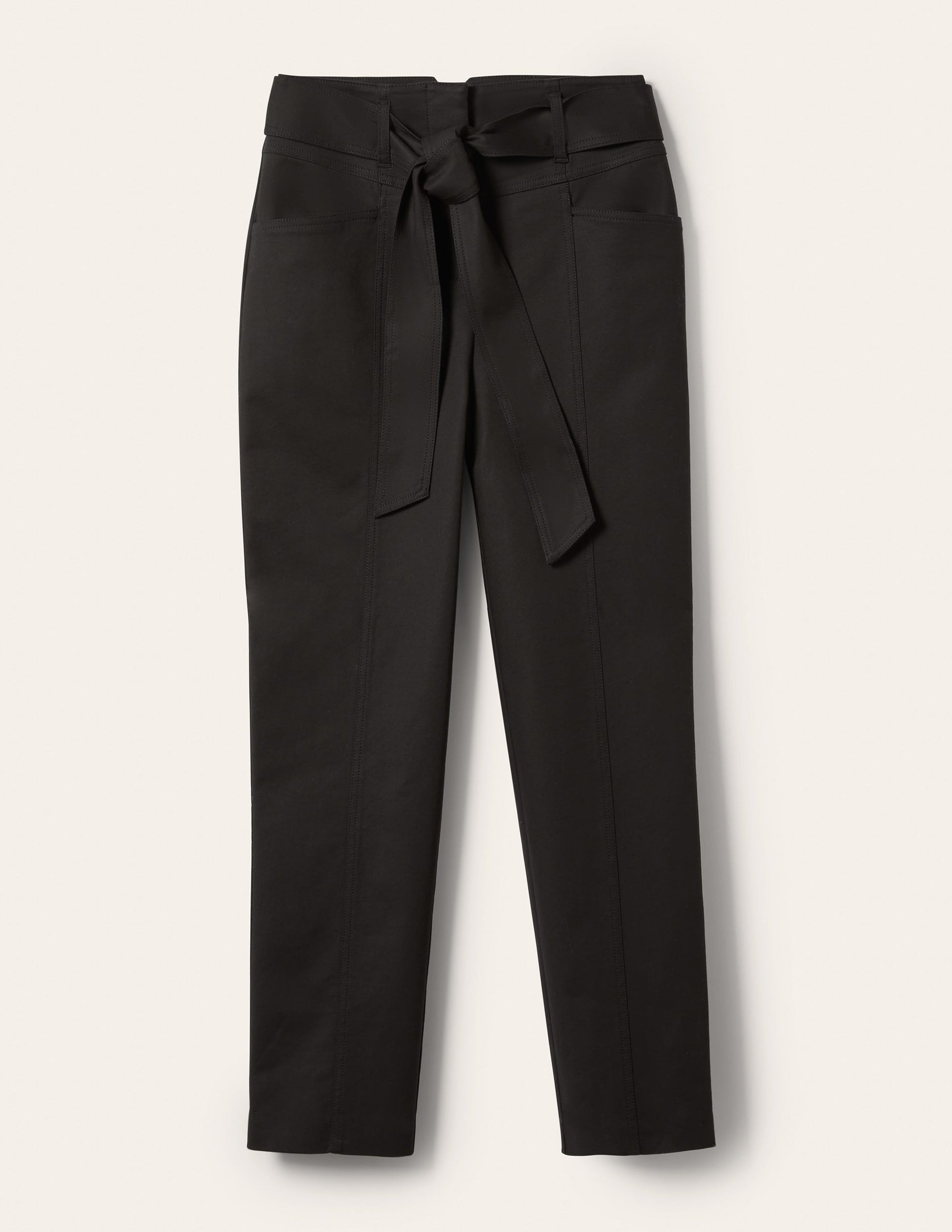 Eng anliegende Hose mit Taillengürtel-Schwarz-5