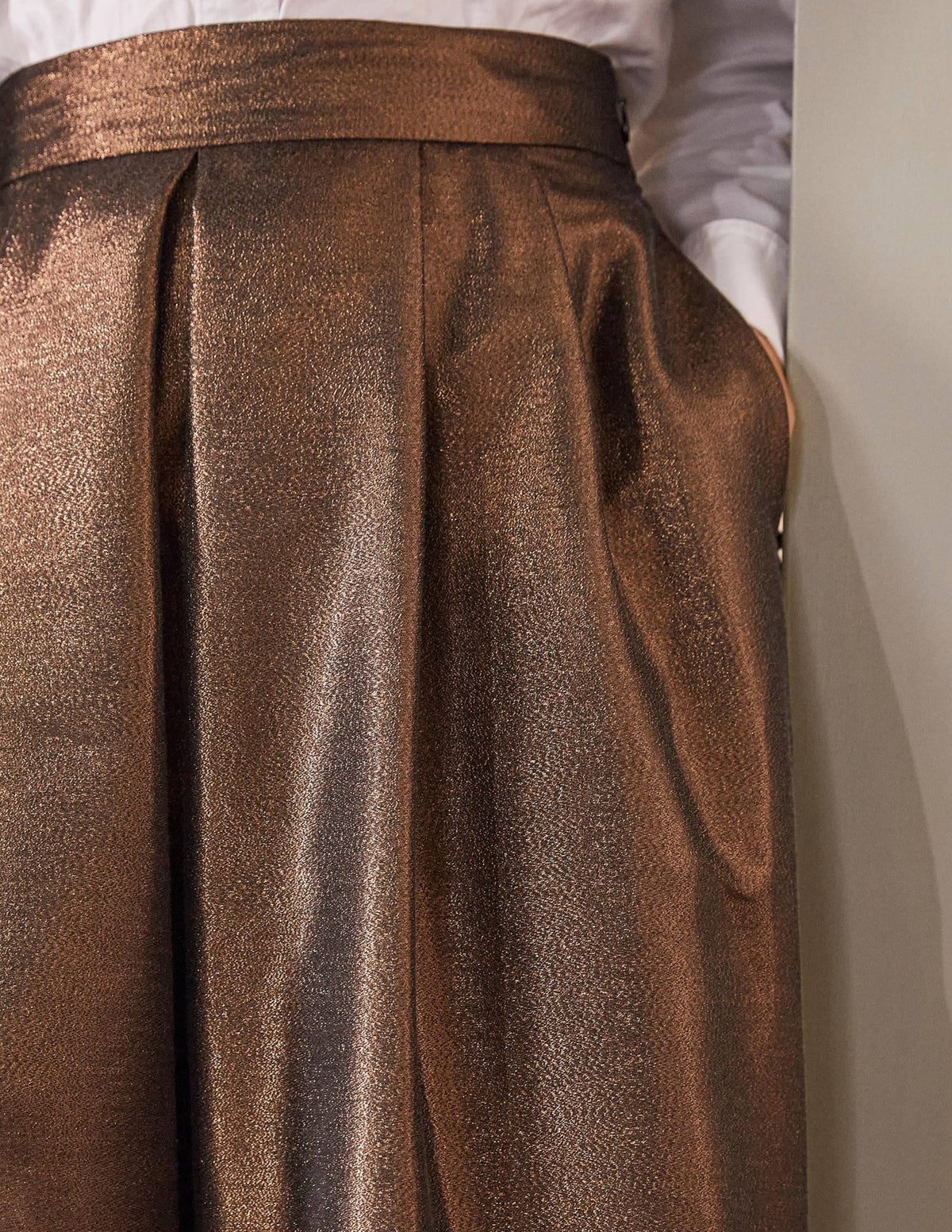 Bronzefarbener Midi-Tellerrock-Metallisch - Image 1