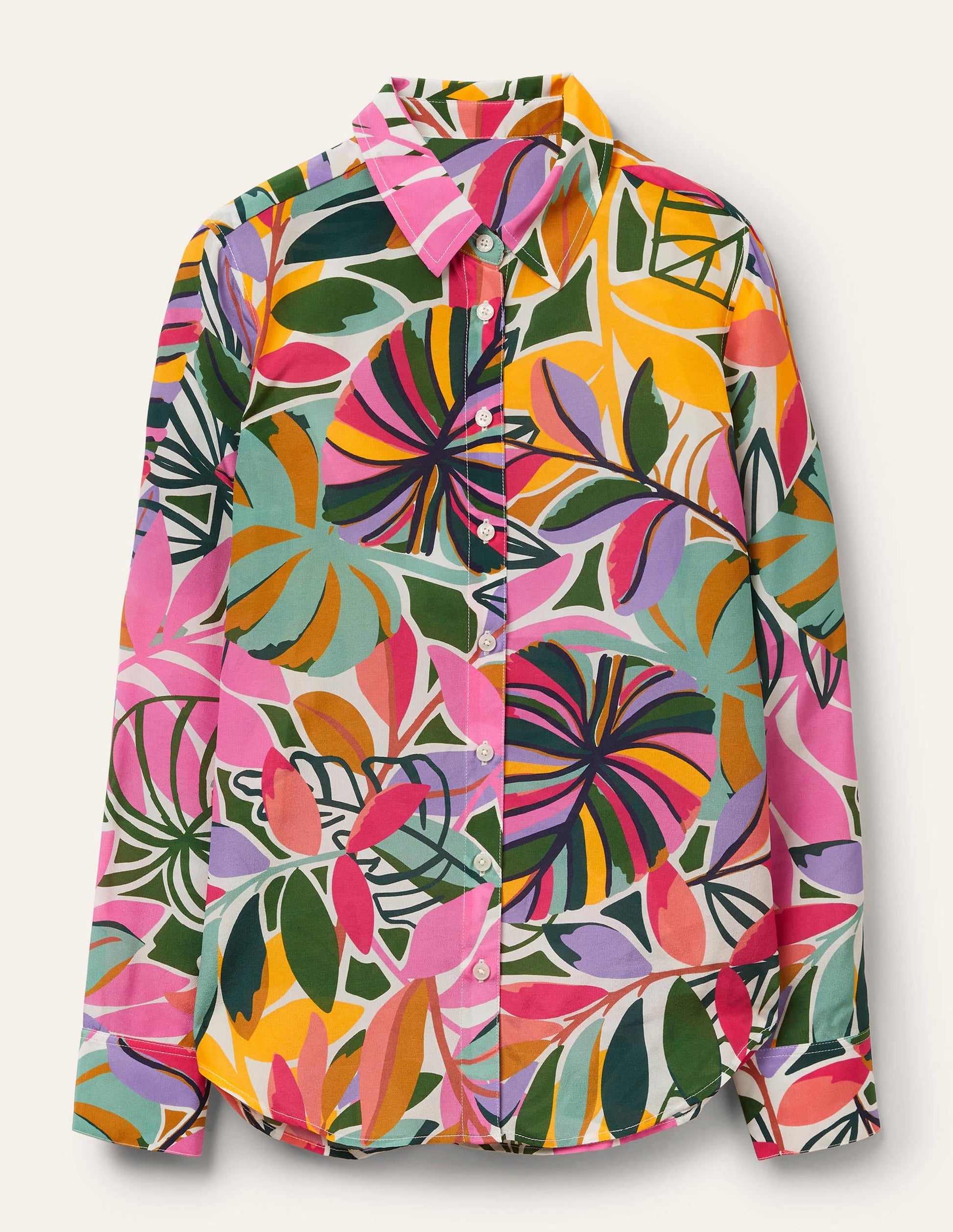 Seidenhemd-Naturweiß, Tropische Palmen-5