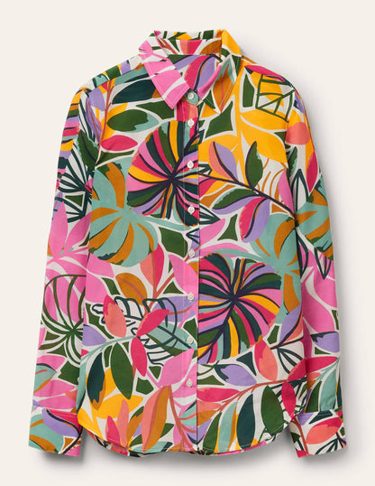 Seidenhemd-Naturweiß, Tropische Palmen-5