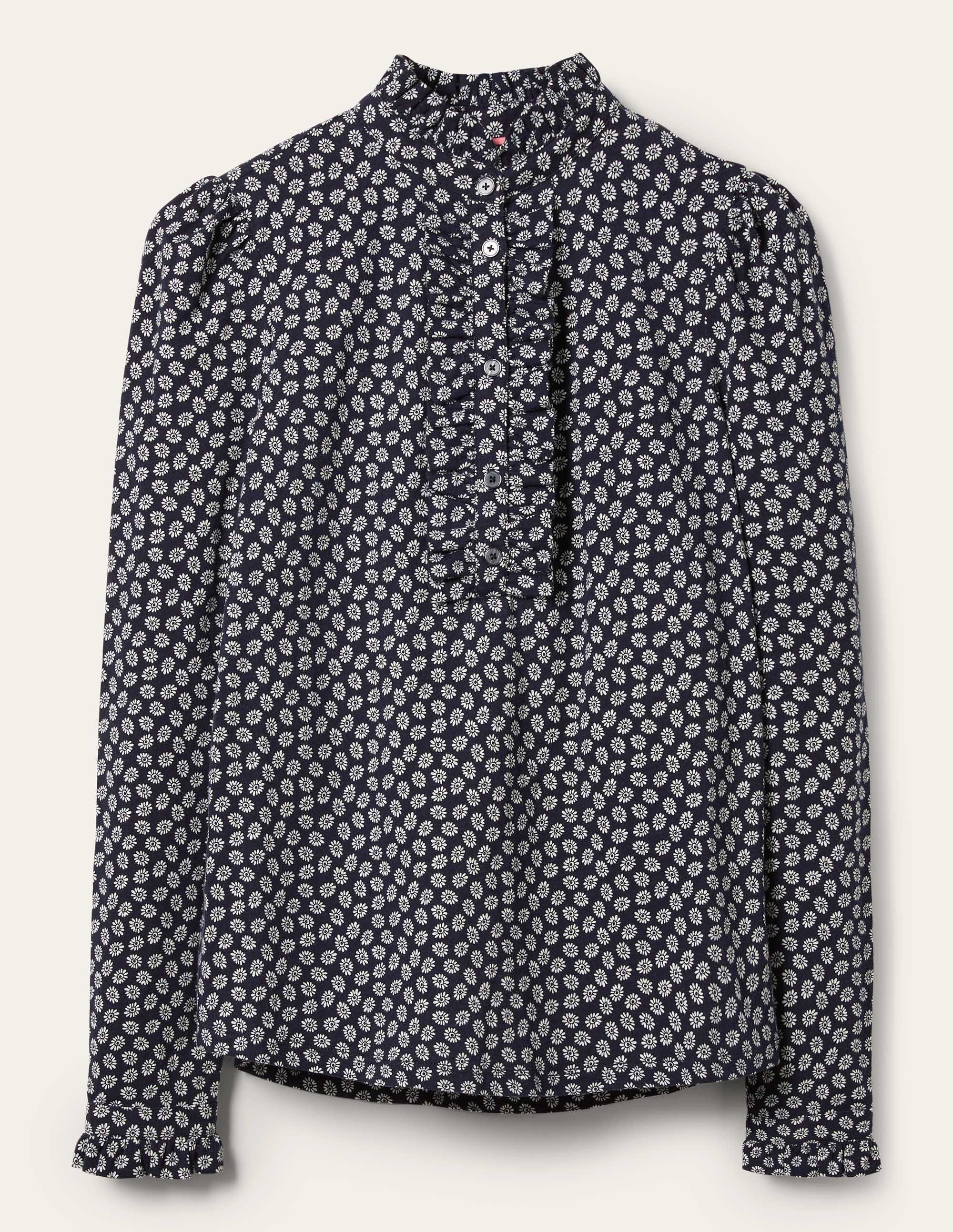 Jerseyoberteil mit Rüschen vorn-Französisches Navy, Gänseblümchen - Image 5
