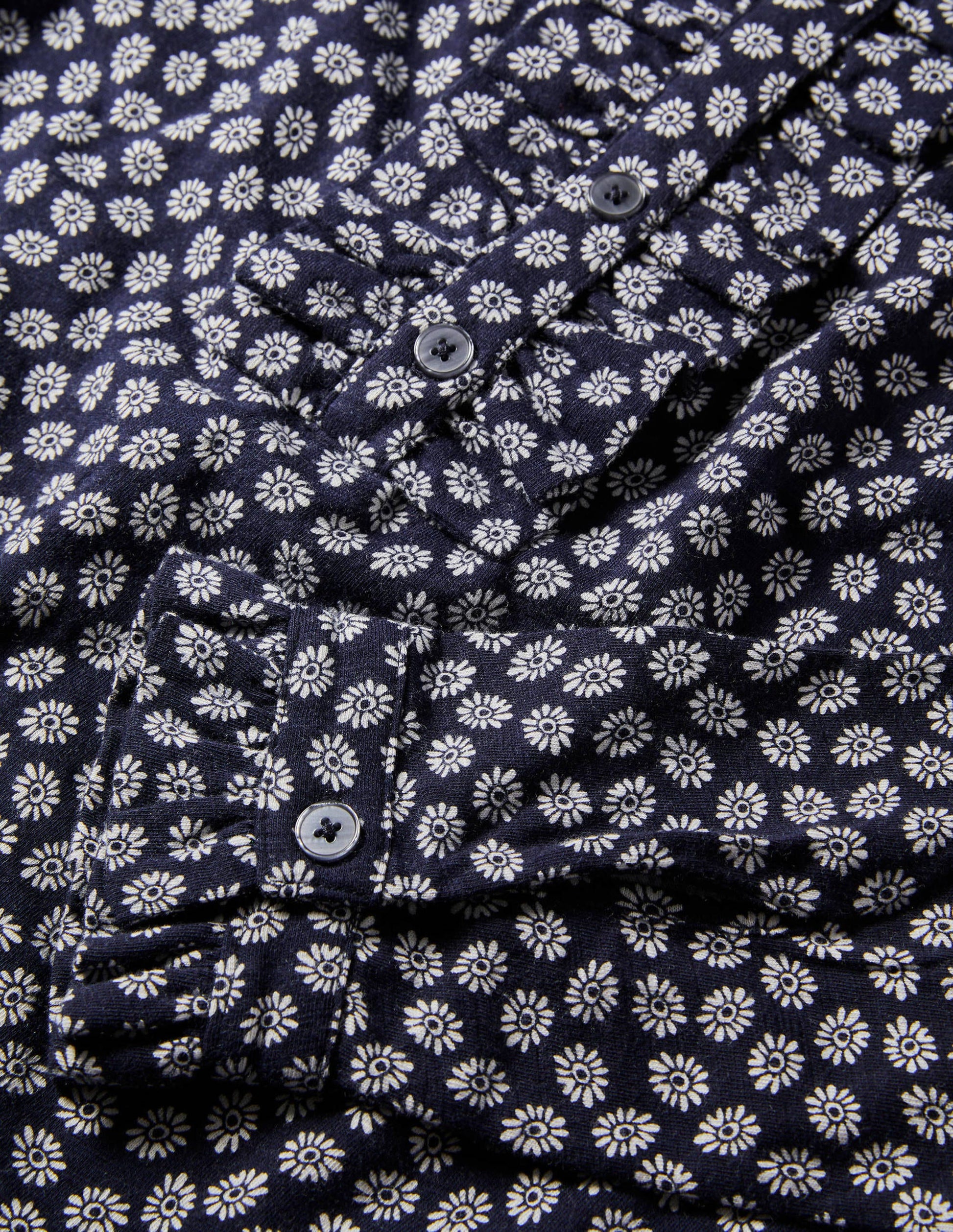 Jerseyoberteil mit Rüschen vorn-Französisches Navy, Gänseblümchen-6