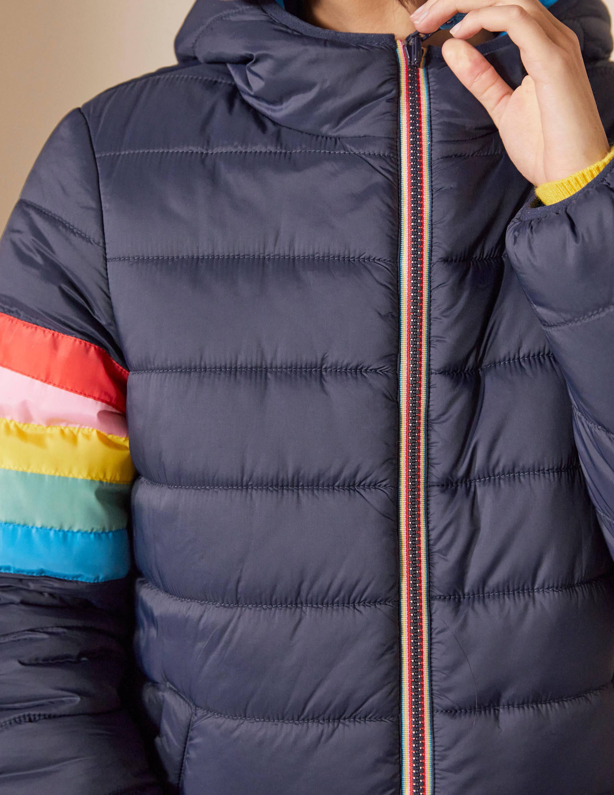 Wendbare Steppjacke-Navy/Marokkoblau, Gestreift - Image 2