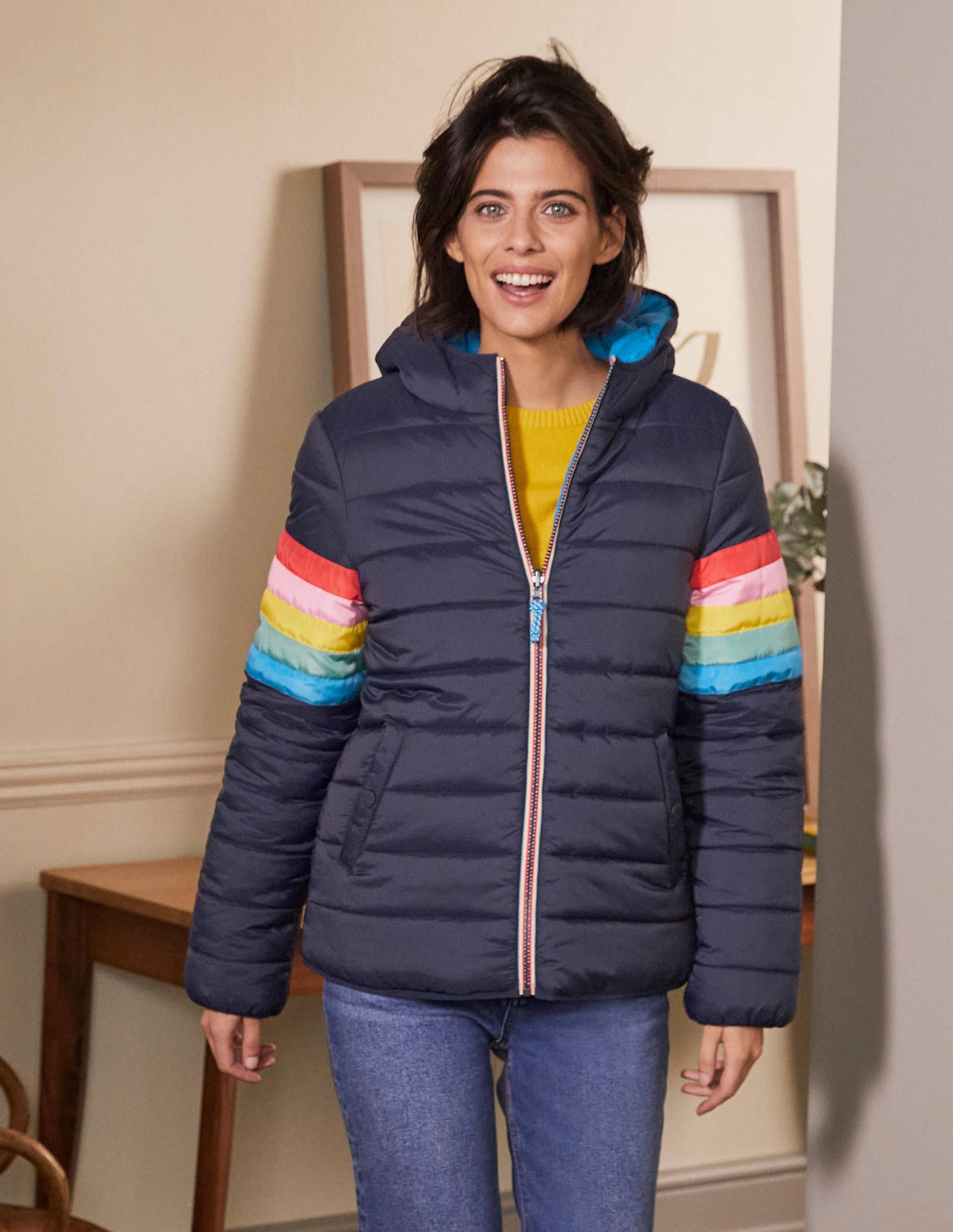 Wendbare Steppjacke-Navy/Marokkoblau, Gestreift-4